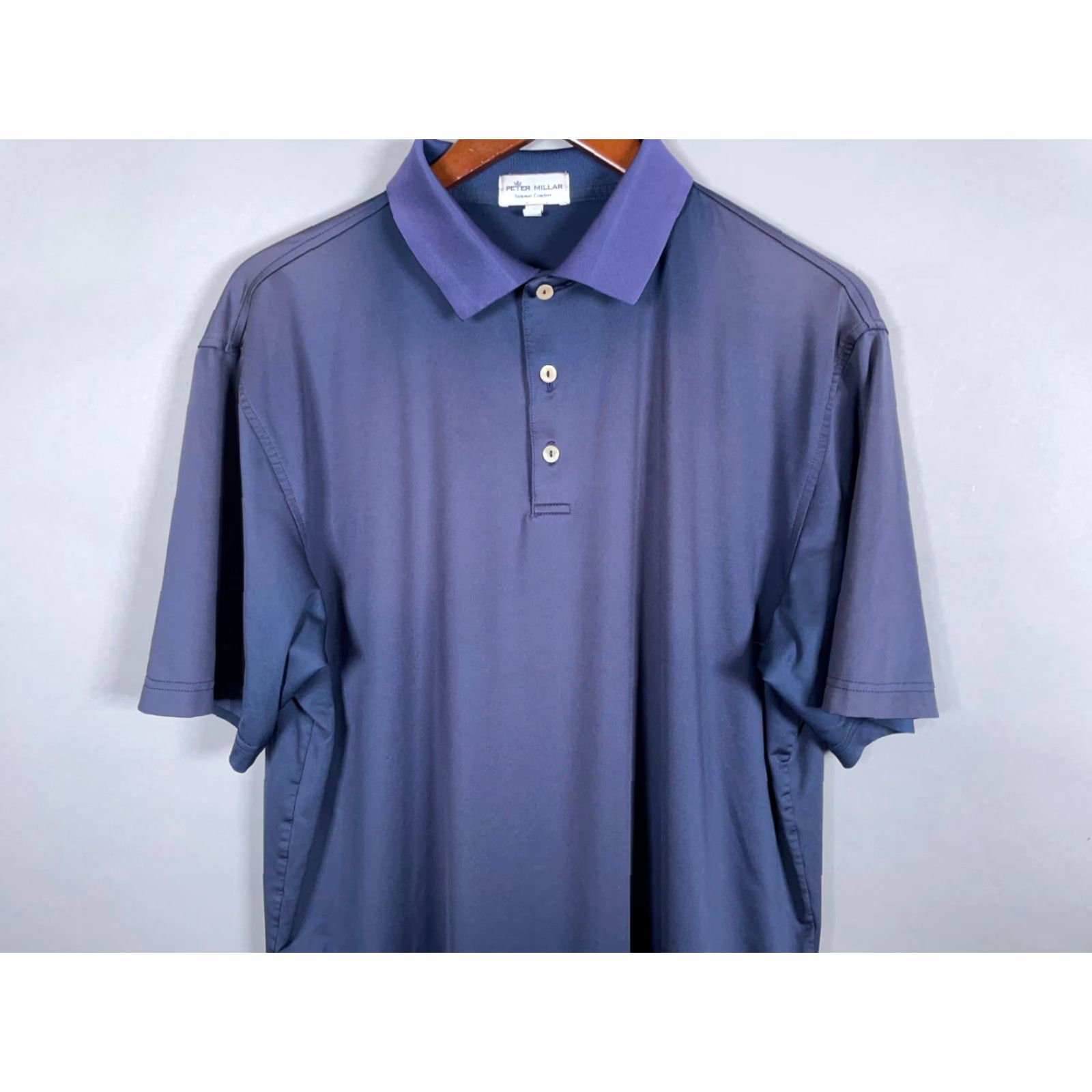 Peter Millar Peter Millar Summer Comfort Polo Shirt Men Large Dark Blue Polyester Spandex Short Sleeve Collared Pullover Lightweight Stretch Size US L / EU 52-54 / 3 - 4 Thumbnail