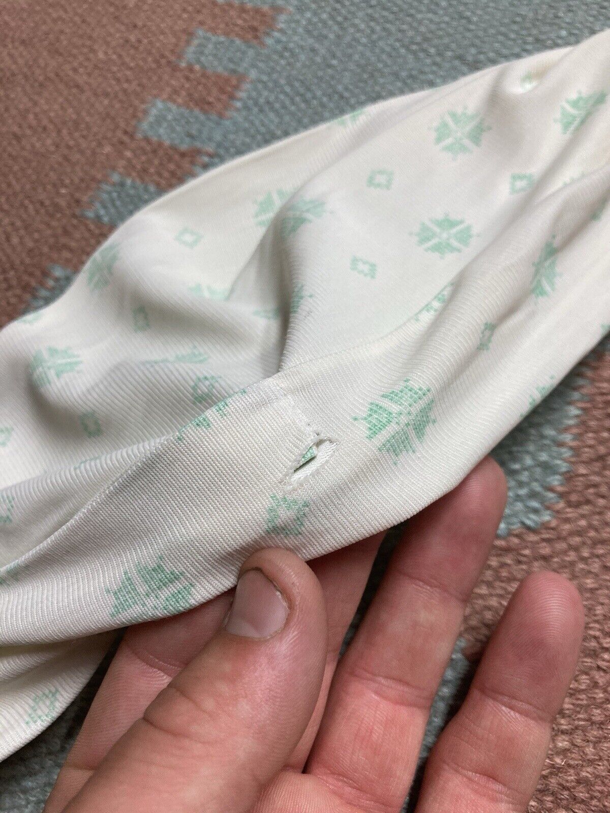 Sears × Vintage 70s button shirt lightweight poly blend geometric diamonds M Size US M / EU 48-50 / 2 - 7 Thumbnail