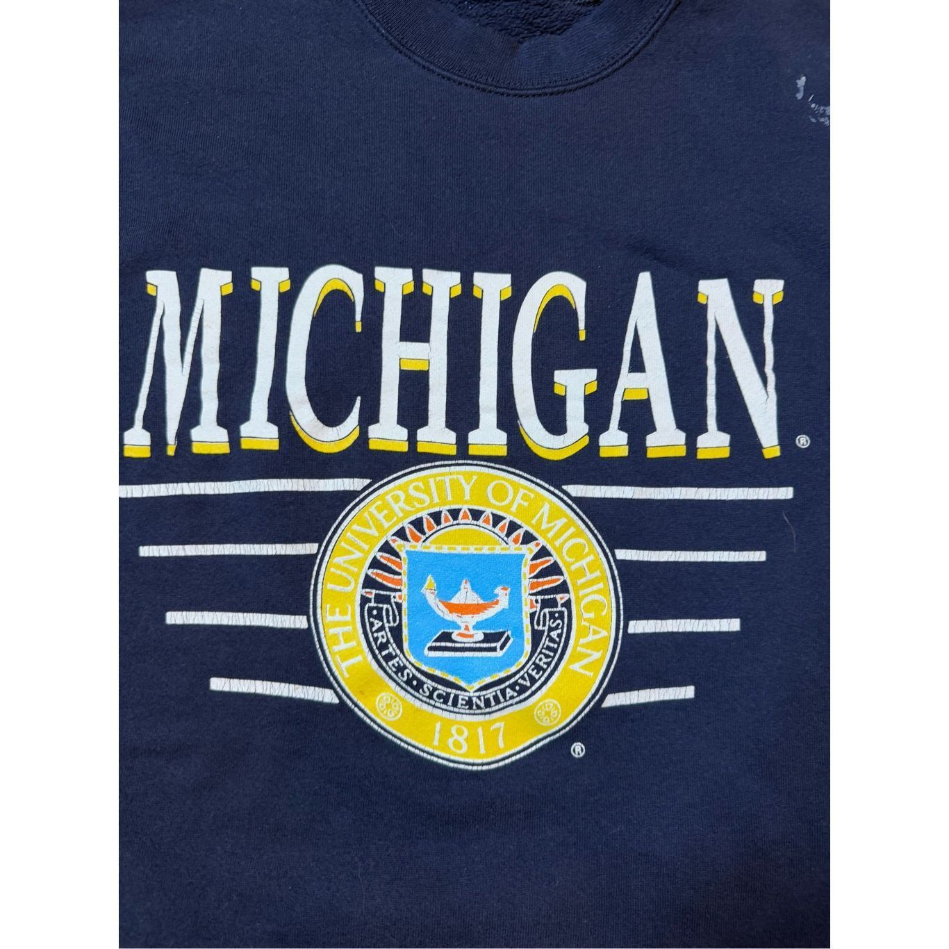 Vintage Size L - Vintage 1990s Michigan Wolverines Fire Crest Crewneck Sweatshirt Size US L / EU 52-54 / 3 - 4 Thumbnail