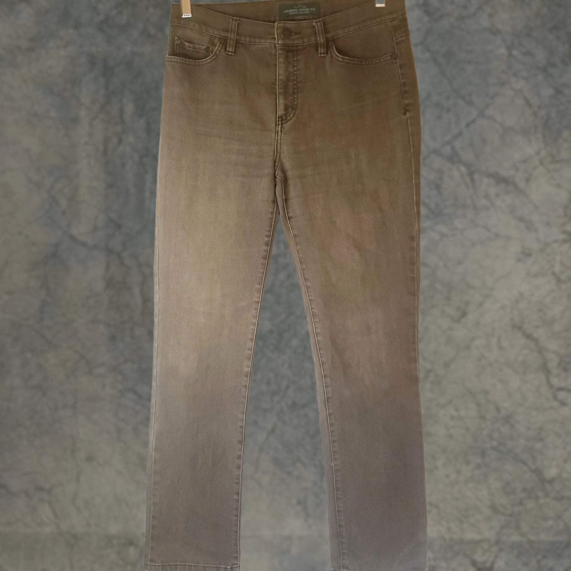 Ralph Lauren Lauren Jean Co. Jeans Brown Denim 30x30 5-Pocket Zip Button Logo Classic Straight Womens Size 4 Distressed No N/A Size 27" / US 4 / IT 40 - 1 Thumbnail