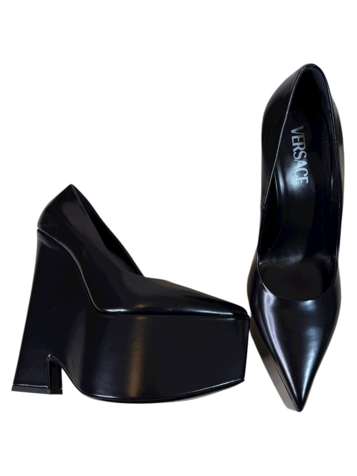 Versace Versace Black Patent Leather Platform Heels Size US 10 / IT 40 - 1 Thumbnail