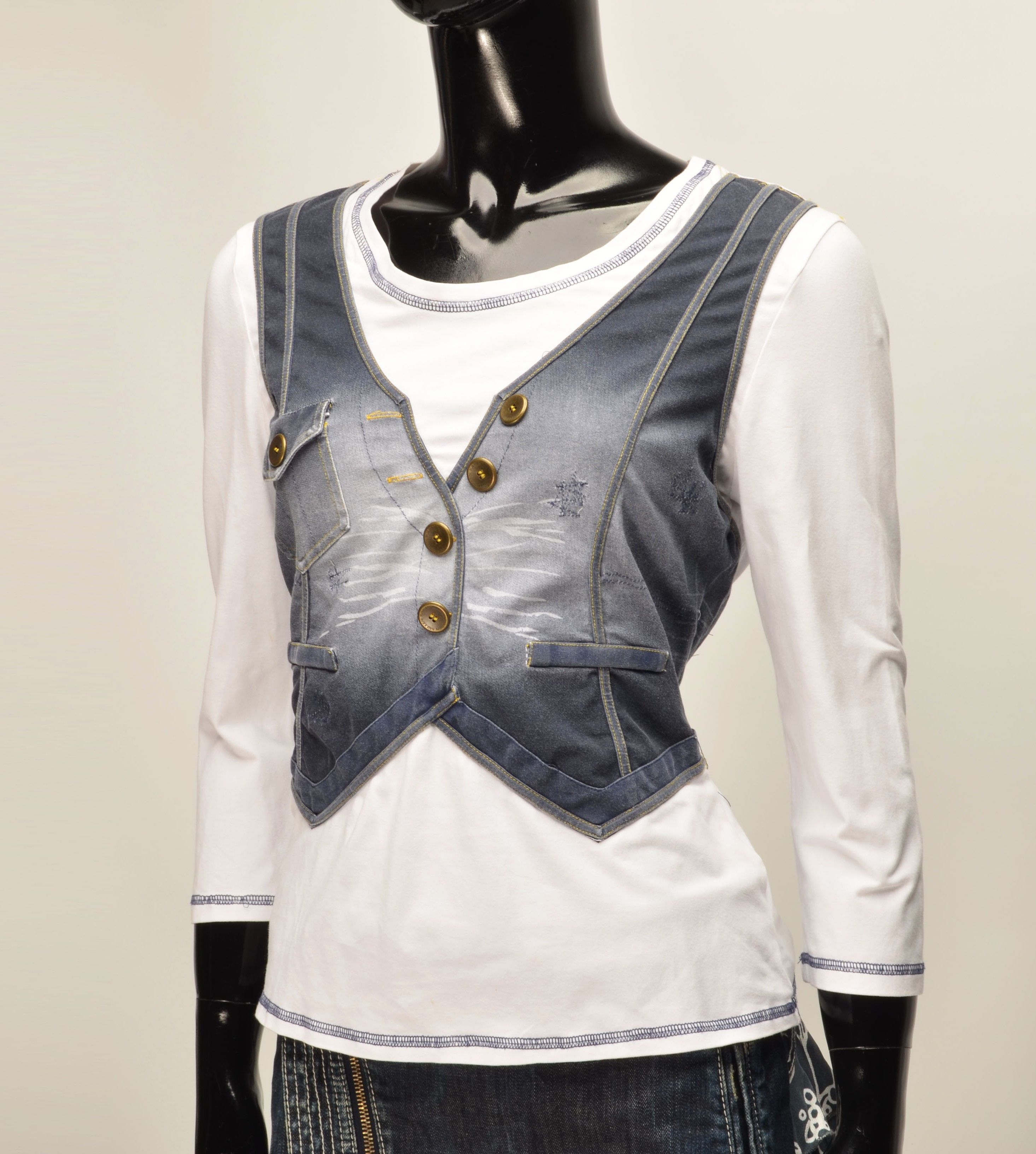 Karen Millen Karen Millen Y2K Vest Printed 3/4 Sleeve Top Size M / US 6-8 / IT 42-44 - 2 Thumbnail