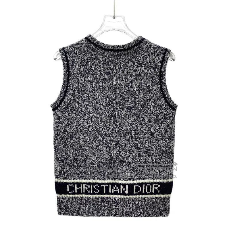 Dior Dior Blue logo letter wool mixed cashmere knitted vest Size XXS / US 00 / IT 34 - 2 Thumbnail