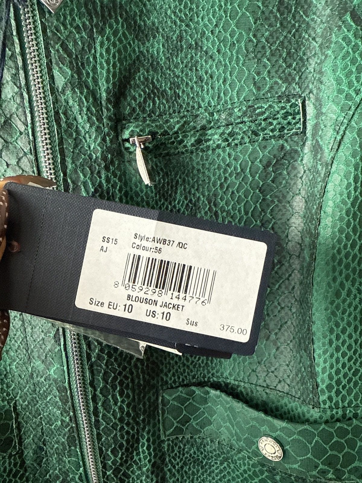 Armani SS15 Armani Jeans Green Snakeskin Blouson Jacket Size L / US 10 / IT 46 - 3 Thumbnail