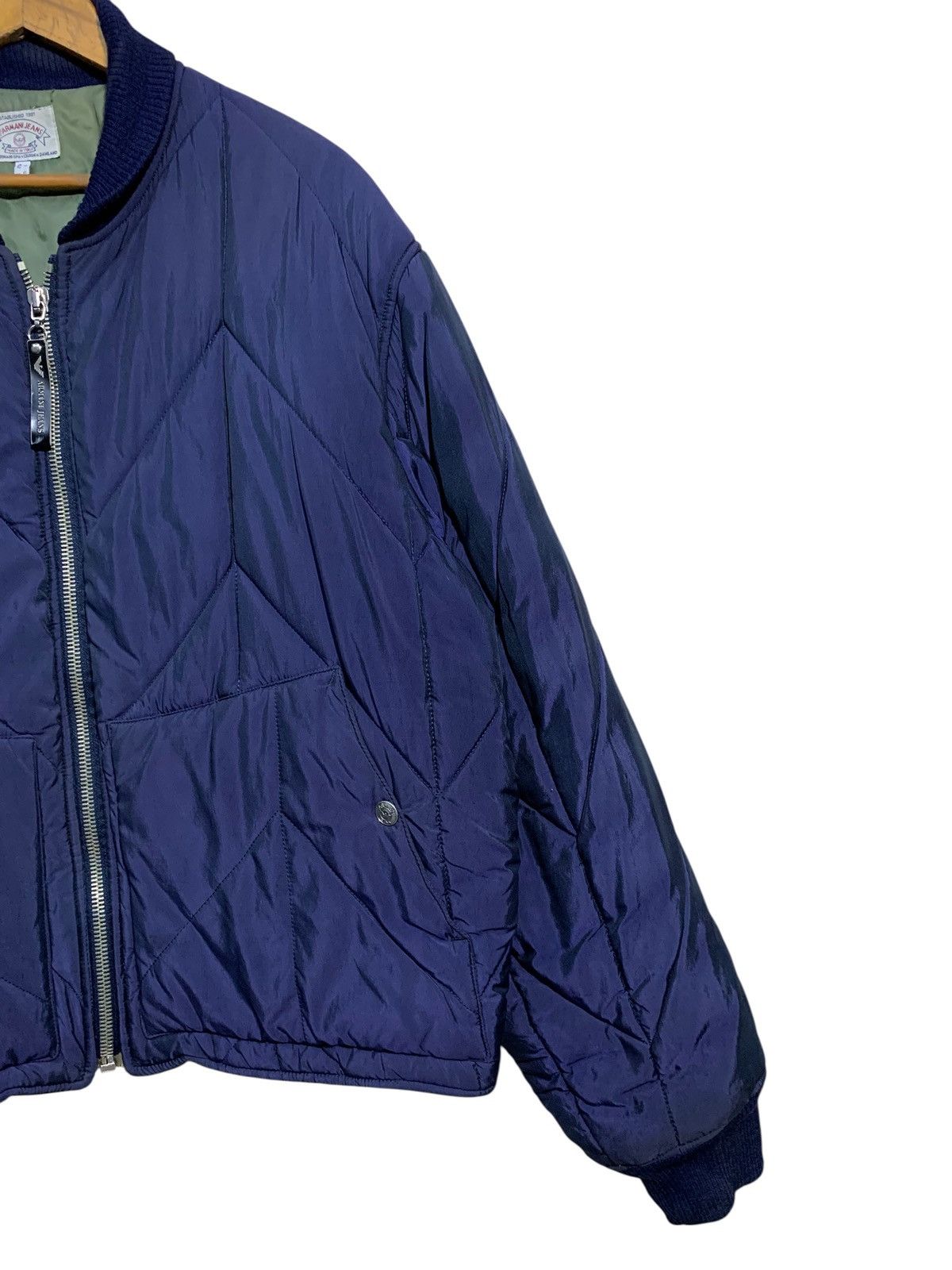 Armani 🔥VTG ARMANI JEANS QUILTED BOMBER JACKETS BLUE Size US L / EU 52-54 / 3 - 3 Thumbnail