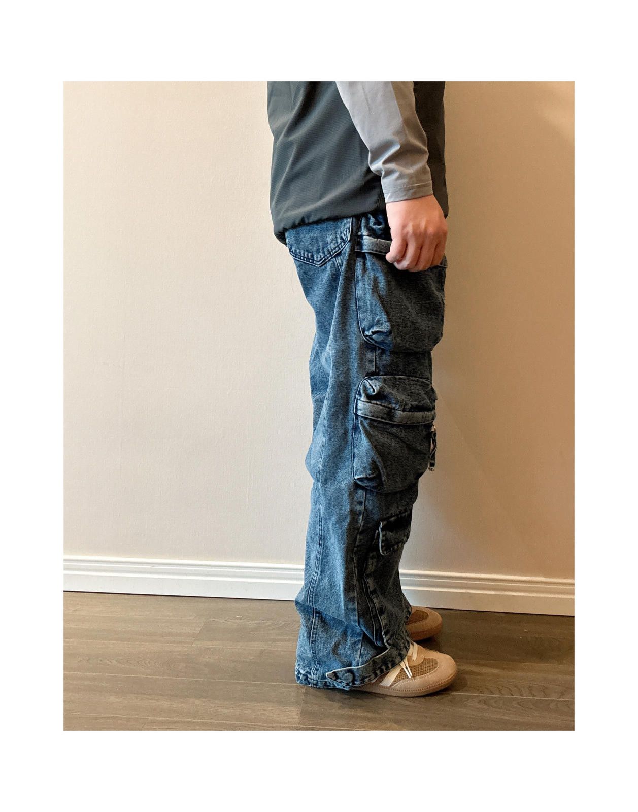 Jean × Vintage Multi Pocket Cargo Wide Leg Jeans Size US 30 / EU 46 - 4 Thumbnail