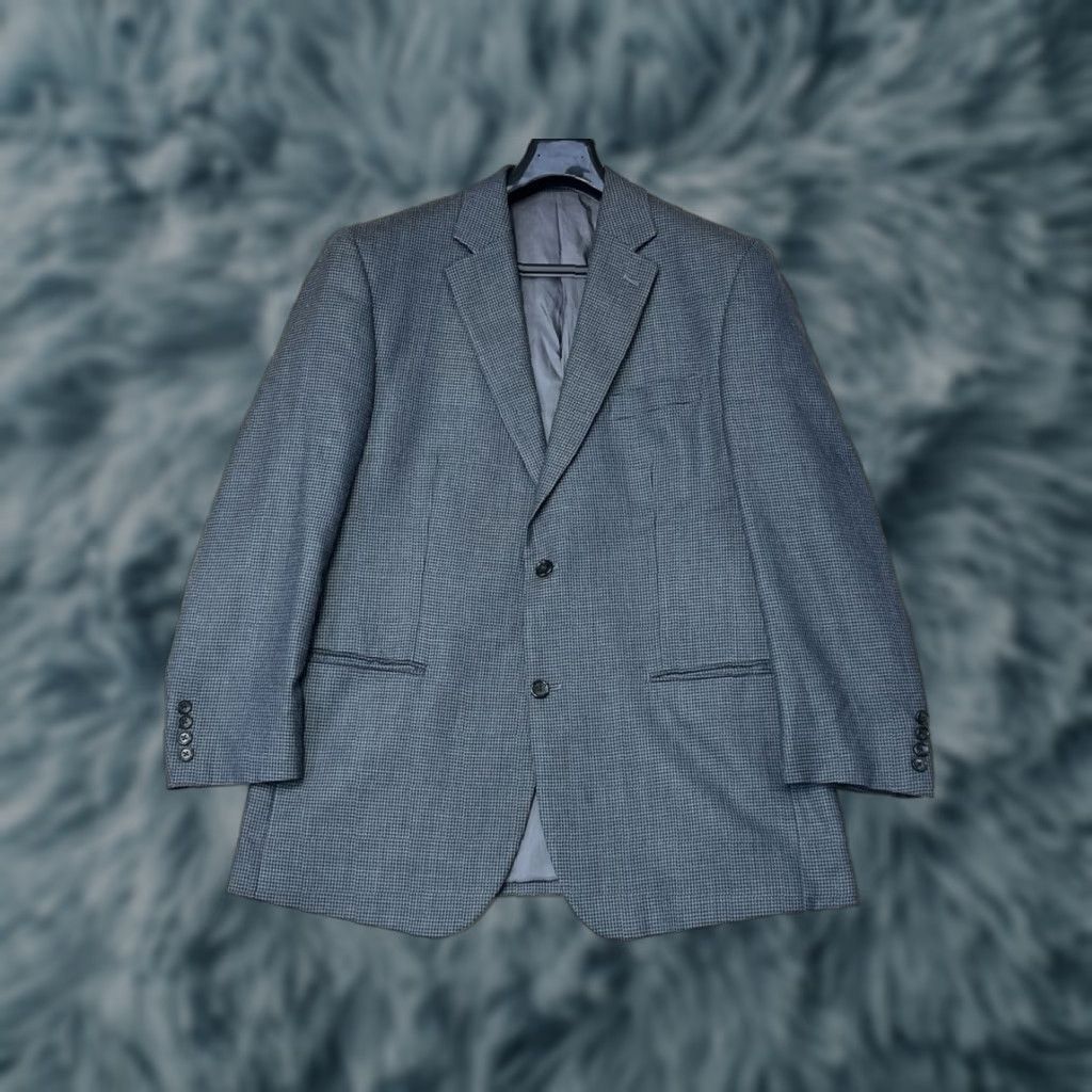 Michael Kors Michael Kors Blazer Men 42L Blue Gray Plaid Silk Wool Two Button Wool Blazer Mens30? Size 42R - 1 Thumbnail