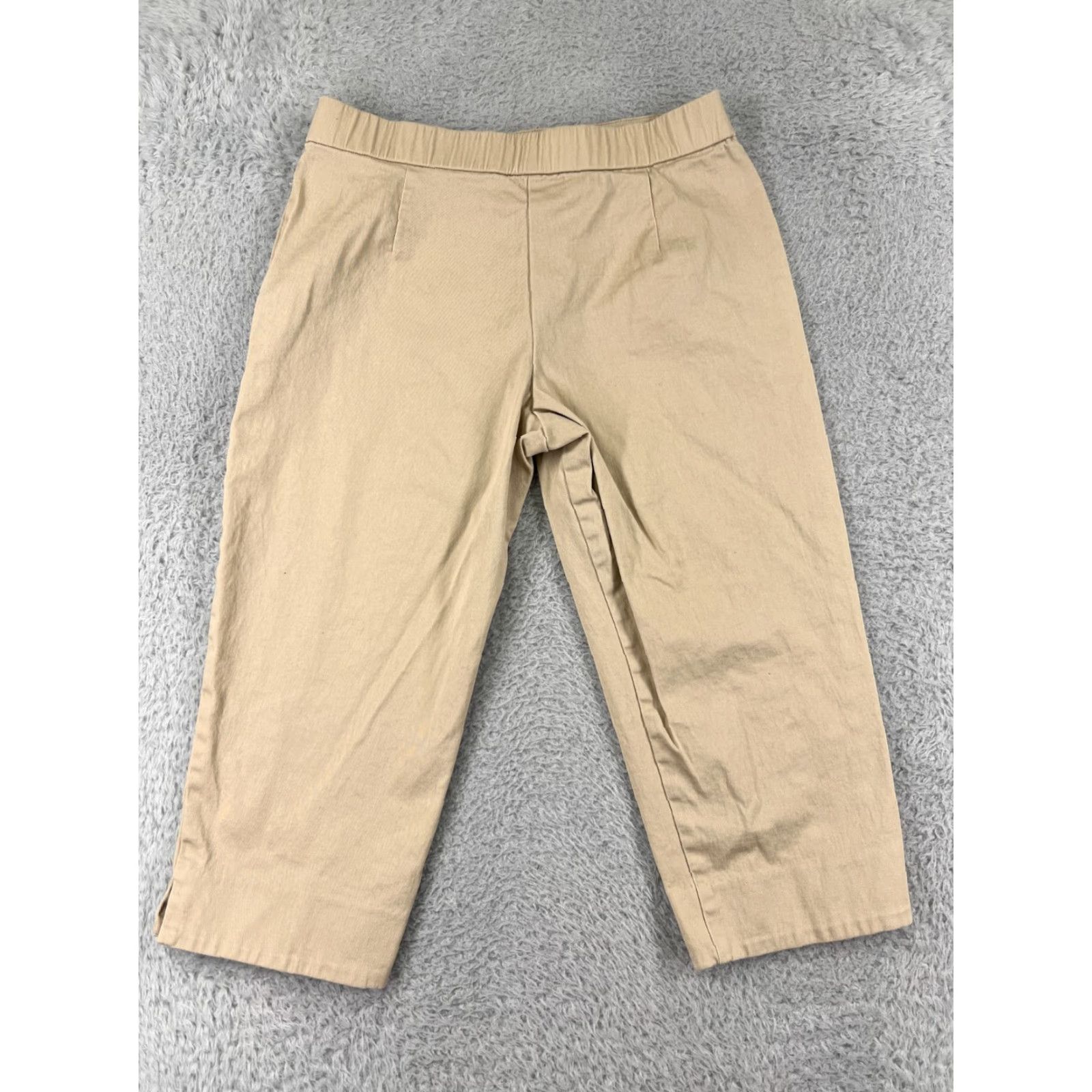 Vintage Briggs New York Pants Women 6P Beige Floral Embroidered Capri Cotton Stretch Zip Size 28" / US 6 / IT 42 - 2 Thumbnail