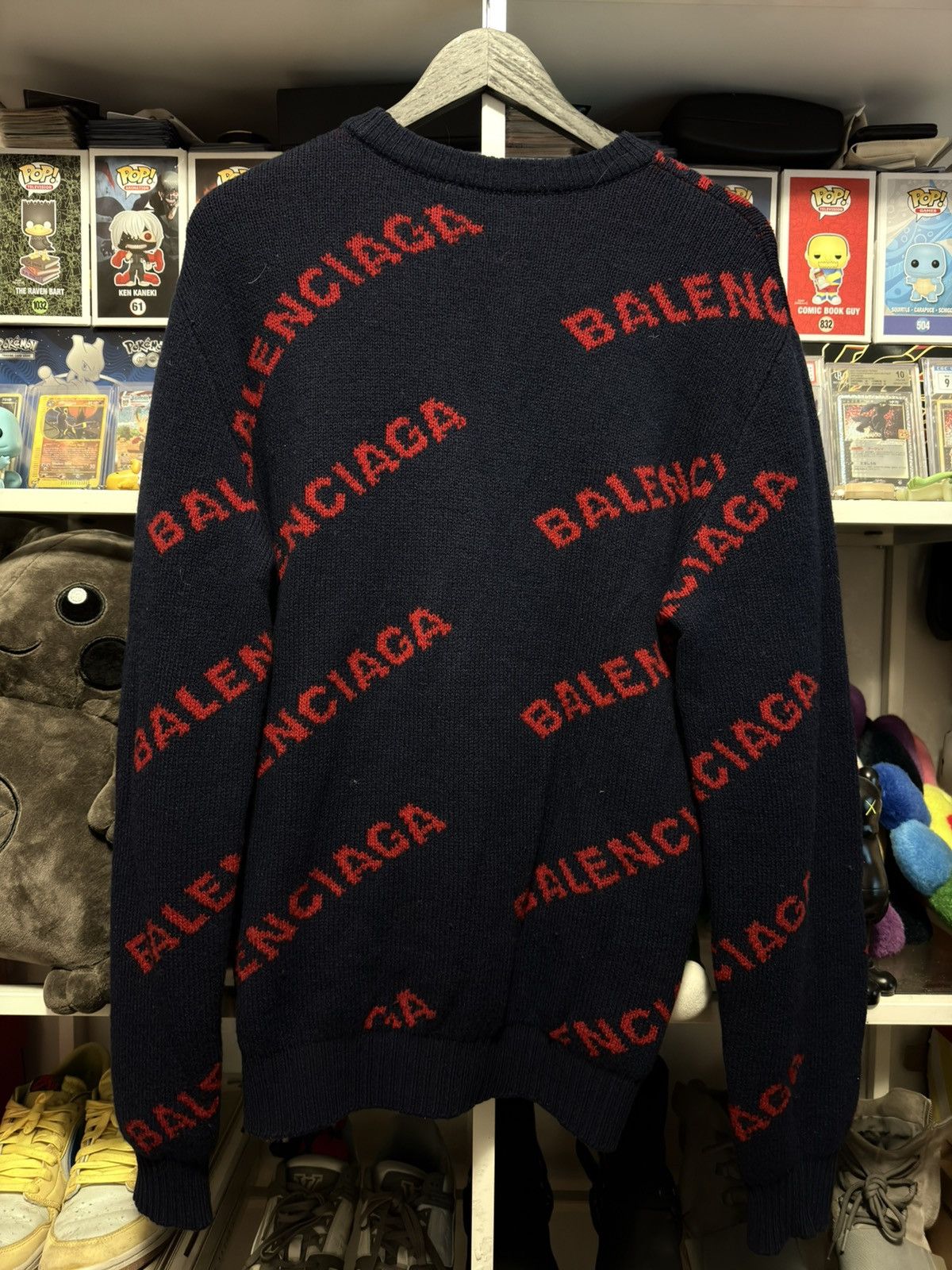 Balenciaga Balenciaga Virgin Wool Sweatshirt Navy / Red Size US M / EU 48-50 / 2 - 2 Thumbnail