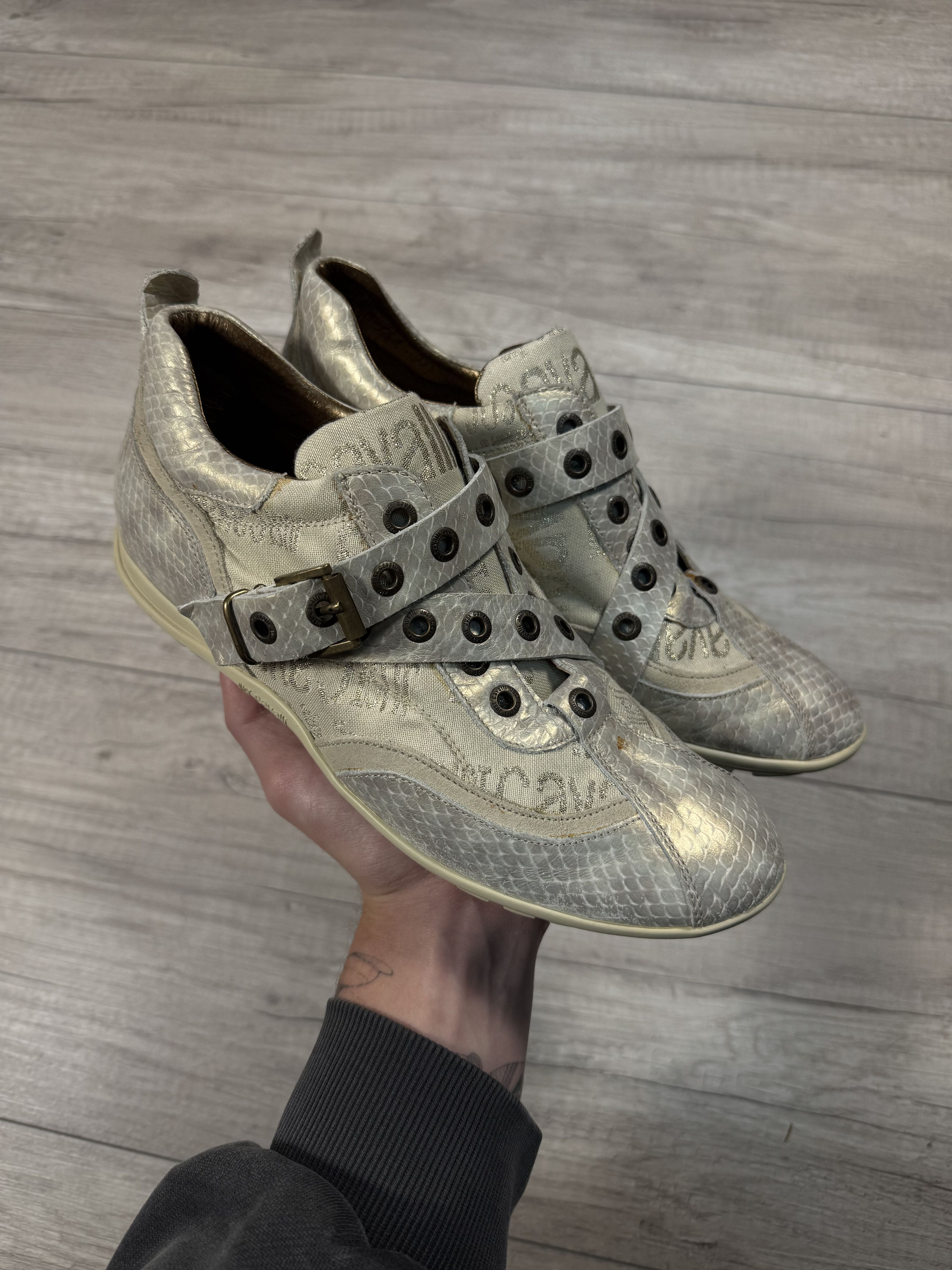 Roberto Cavalli Just Cavalli Vintage Y2K Avant Garde Snakeskin Sneakers Size US 6.5 / EU 39-40 - 2 Thumbnail