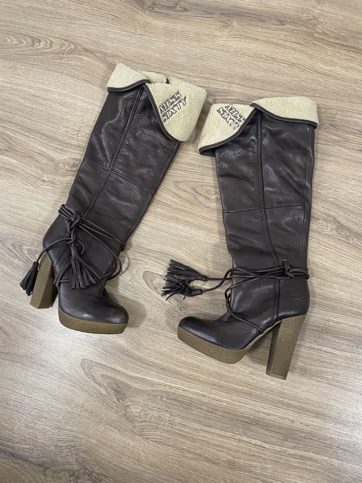Miss Sixty Rare Y2K Miss Sixty Brown Leather Heels High Boots Size: 38 Size US 8 / IT 38 - 1 Thumbnail