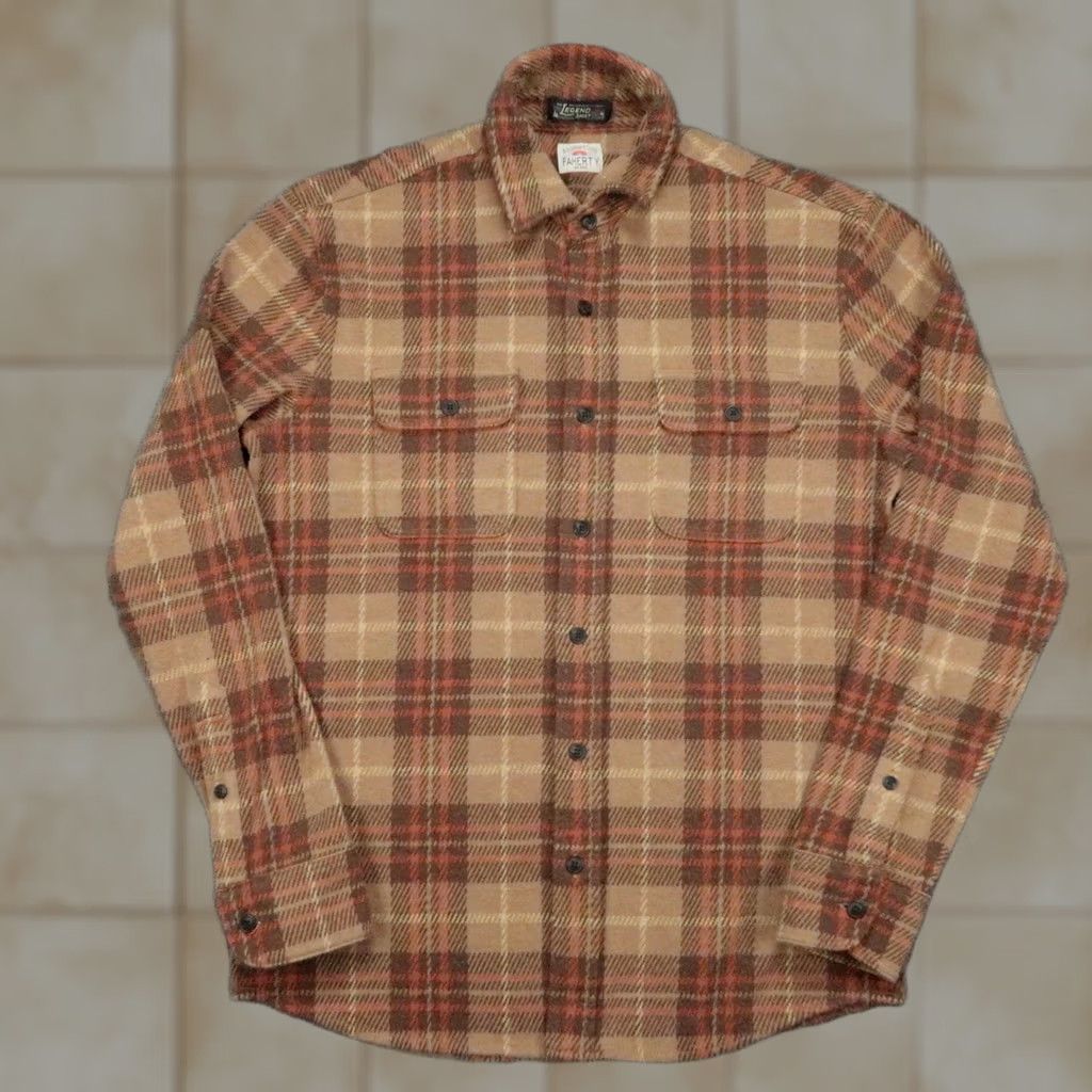 Faherty Faherty Shirt Mens S Brown Plaid Long Sleeve Button-Up Stretch Flannel 40 in Chest Size US S / EU 44-46 / 1 - 1 Thumbnail