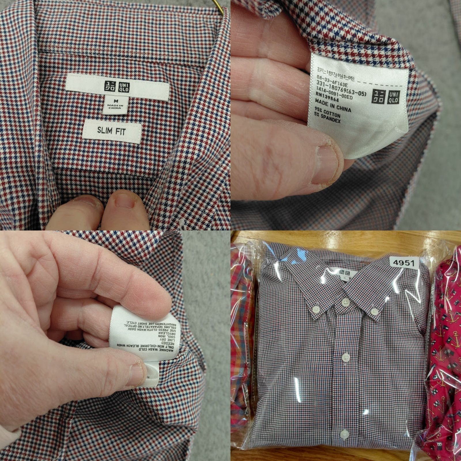 Uniqlo Uniqlo Shirt Men's M Red/Blue Check Slim Fit Button-Down Long Sleeve Size US M / EU 48-50 / 2 - 9 Thumbnail