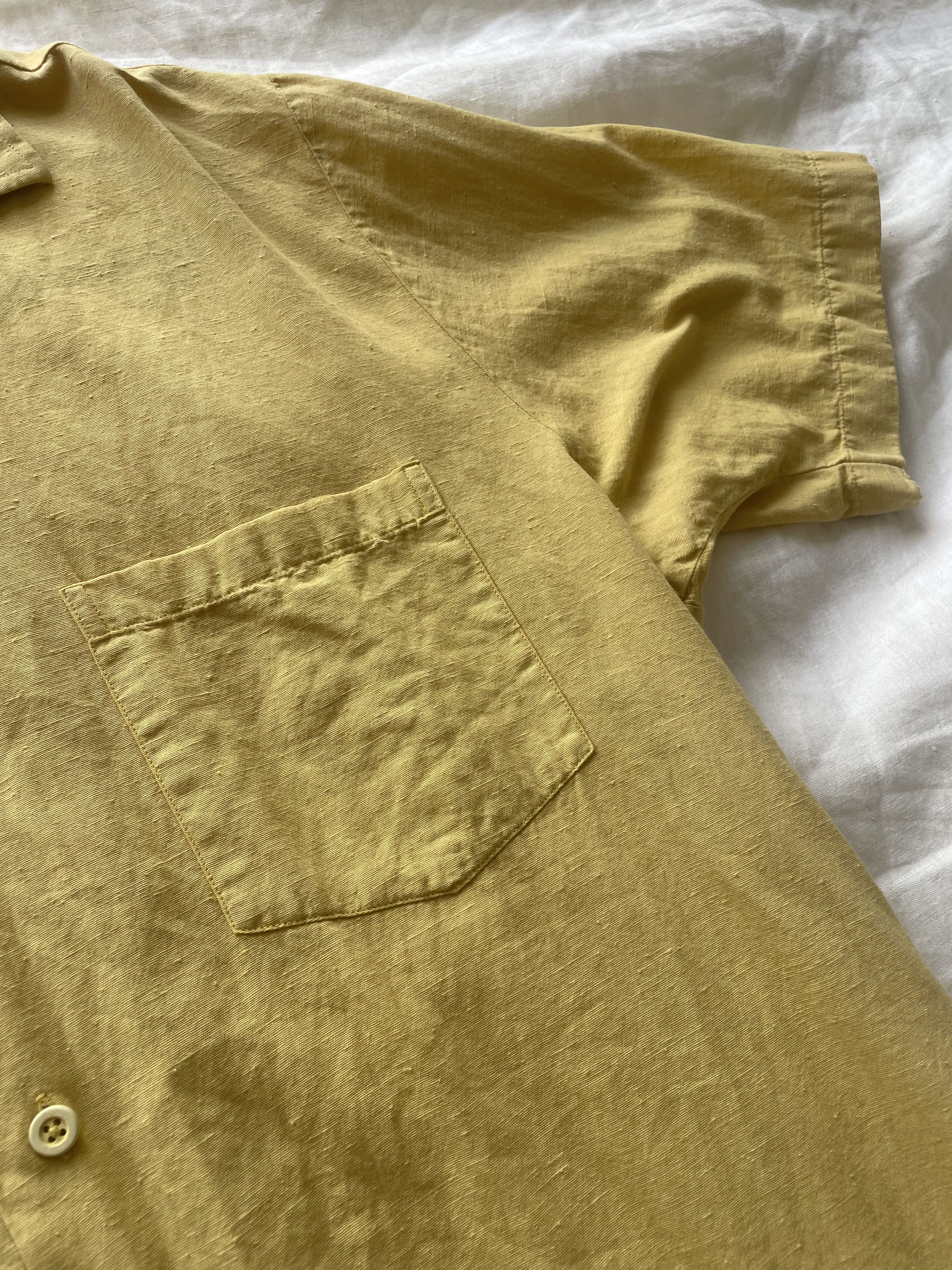 CMMN SWDN CMMN SWDN Turmeric Dyed Cotton Short Sleeve Camp Shirt Size US M / EU 48-50 / 2 - 4 Thumbnail