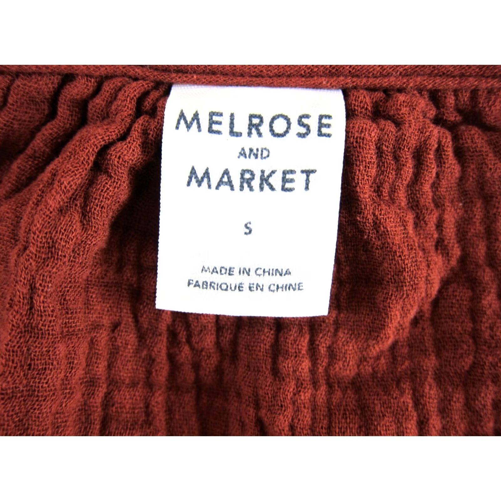 Market Melrose And Market 100% Cotton Gauze Brown Long Sleeve Pocket Maxi Smock Dress S Size S / US 4 / IT 40 - 3 Thumbnail