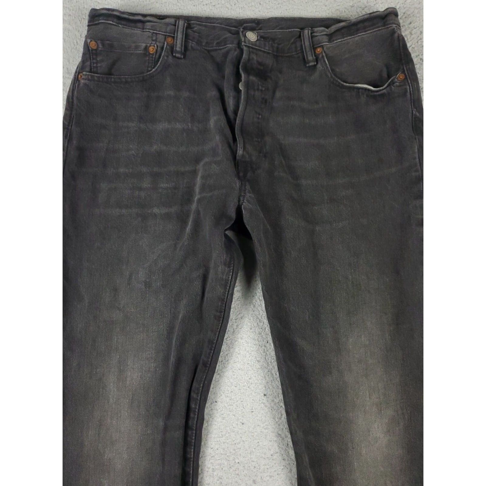 Levi's Levis 501 Mens Straight Leg Jeans 36x34 Gray Cotton 5-Pocket Button Fly Regular Fit Size US 36 / EU 52 - 2 Thumbnail
