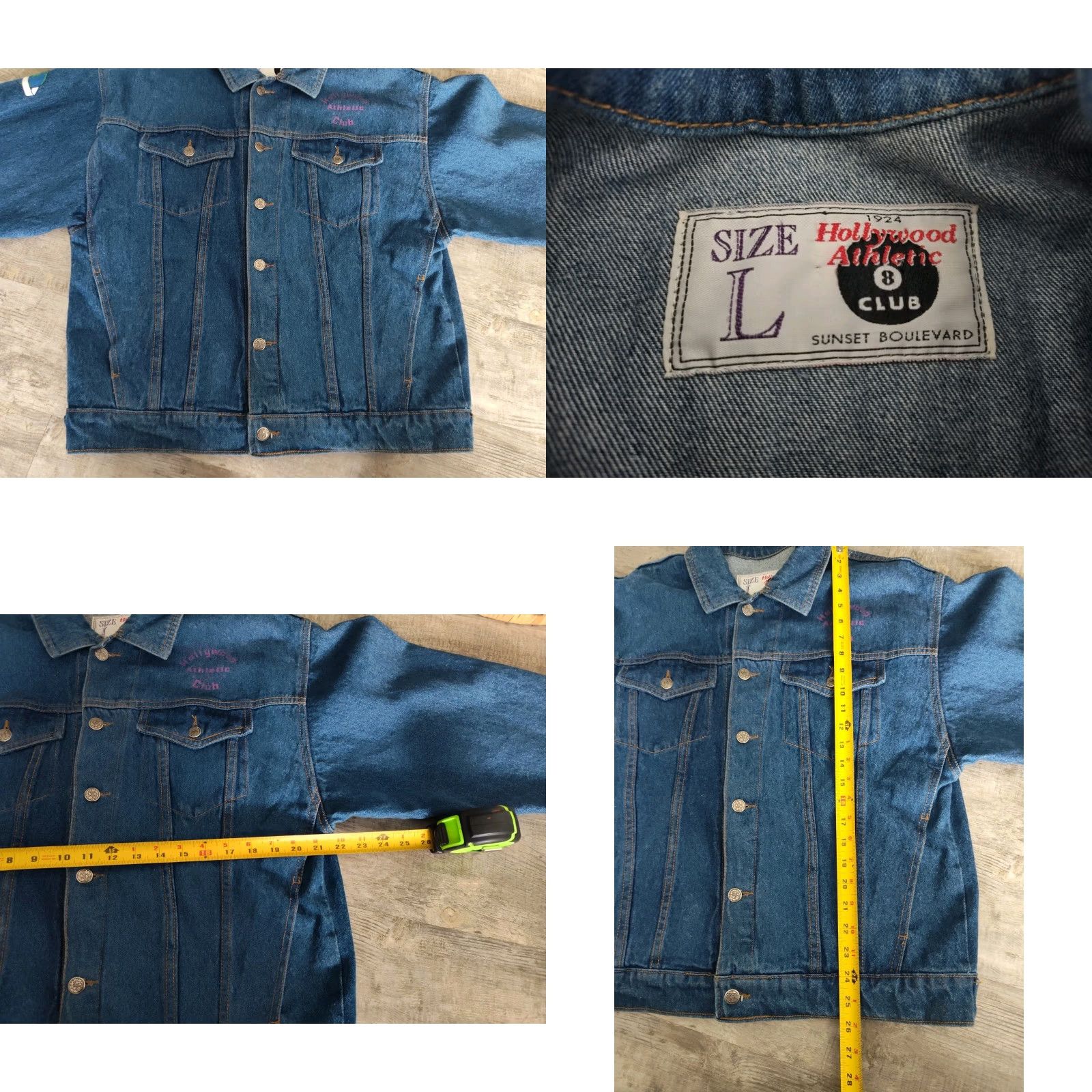 Vintage VINTAGE Hollywood Athletic Club Denim Jacket Mens Size L Blue 80s 90s Sunset Boulevard Embroidered Size US 33 - 8 Thumbnail