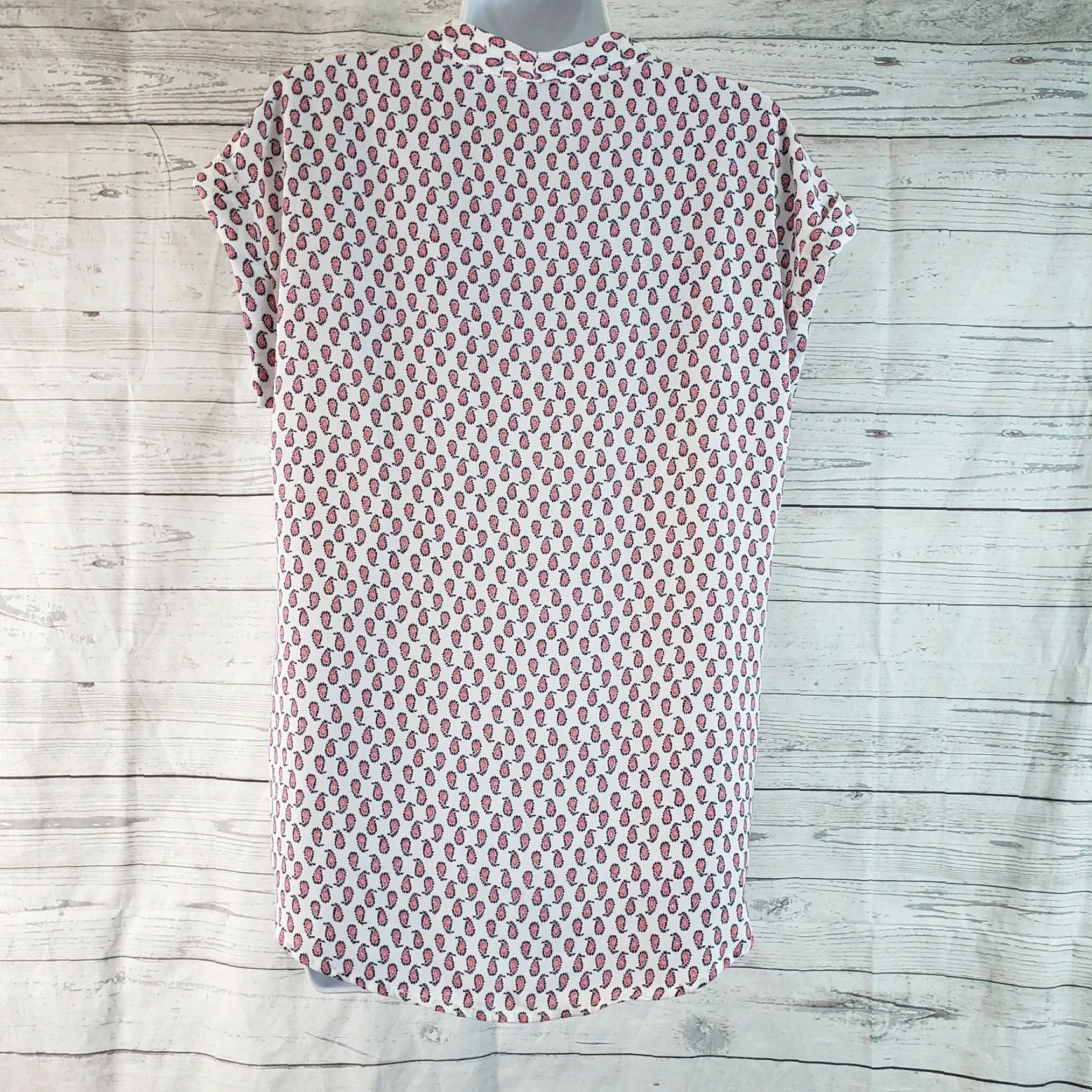 Pinko Pleione Womens Blouse Sz S White Pink Paisley Short Sleeve Shirt Casual Size S / US 4 / IT 40 - 3 Thumbnail