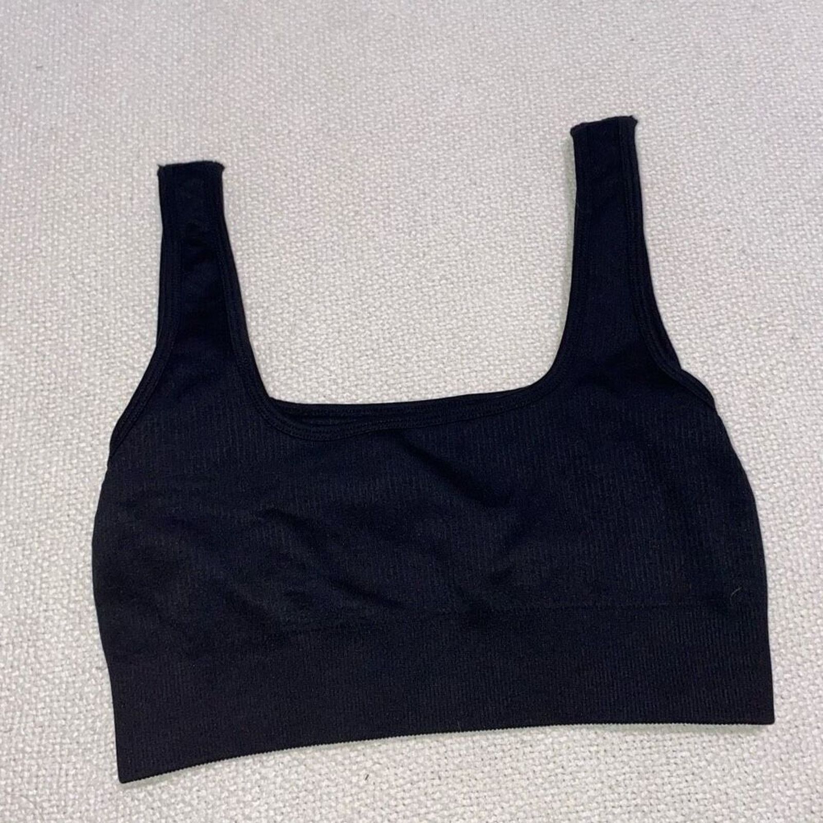 Other Black Ribbed Athletic Sports Bra | Sz S Size ONE SIZE - 3 Thumbnail