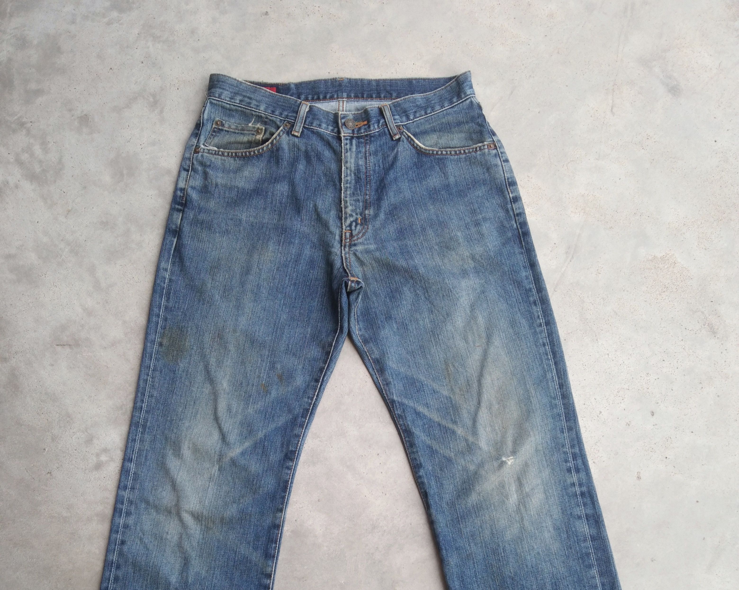 Japanese Brand Vintage Faded Blue Edwin 503 Distressed Jeans 31x34 Size US 31 - 7 Thumbnail