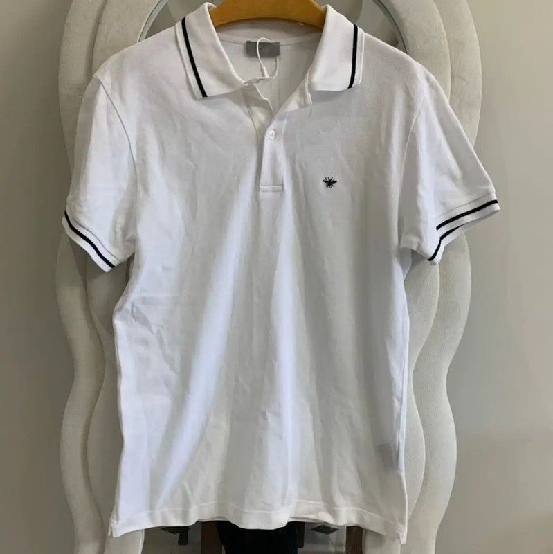 Dior Dior Men's Summer White Cotton Polo 0089 Size US L / EU 52-54 / 3 - 1 Thumbnail