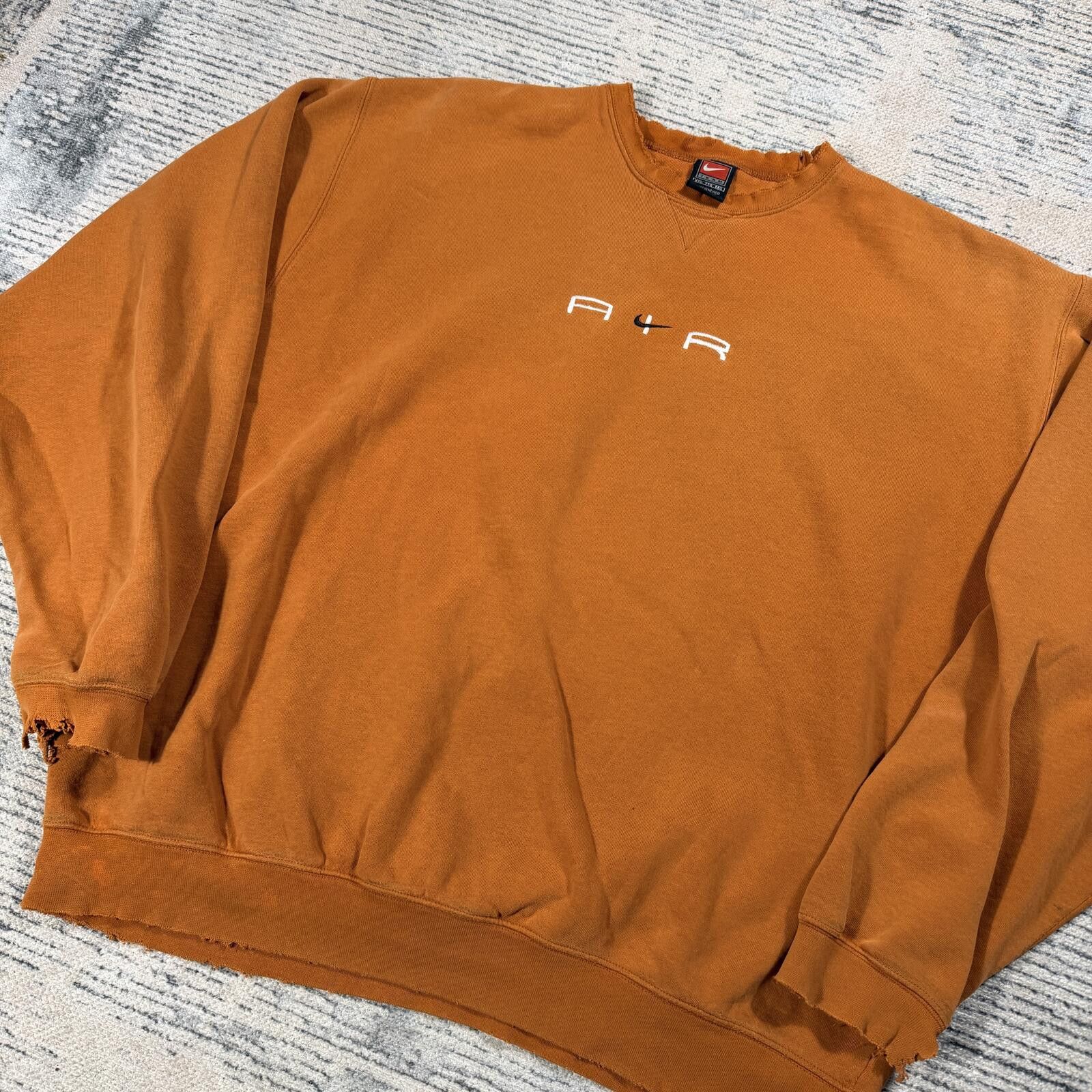 Nike Vintage 90s Nike Thrashed Crewneck Sweatshirt orange Size ONE SIZE - 2 Thumbnail