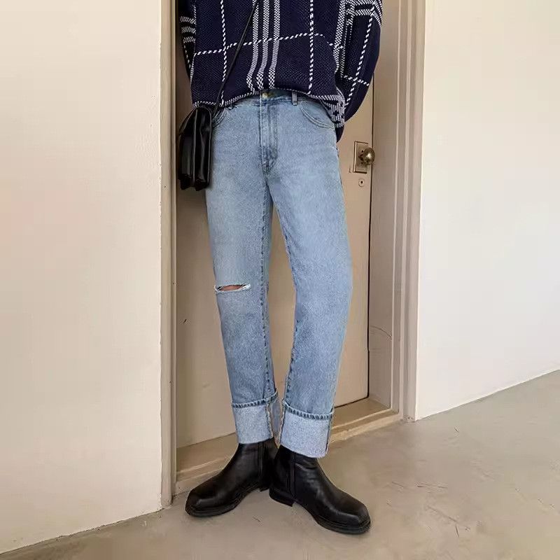 Jean Skinny Blue Distressed Denim Jeans, Ripped Jeans Size US 32 / EU 48 - 6 Thumbnail