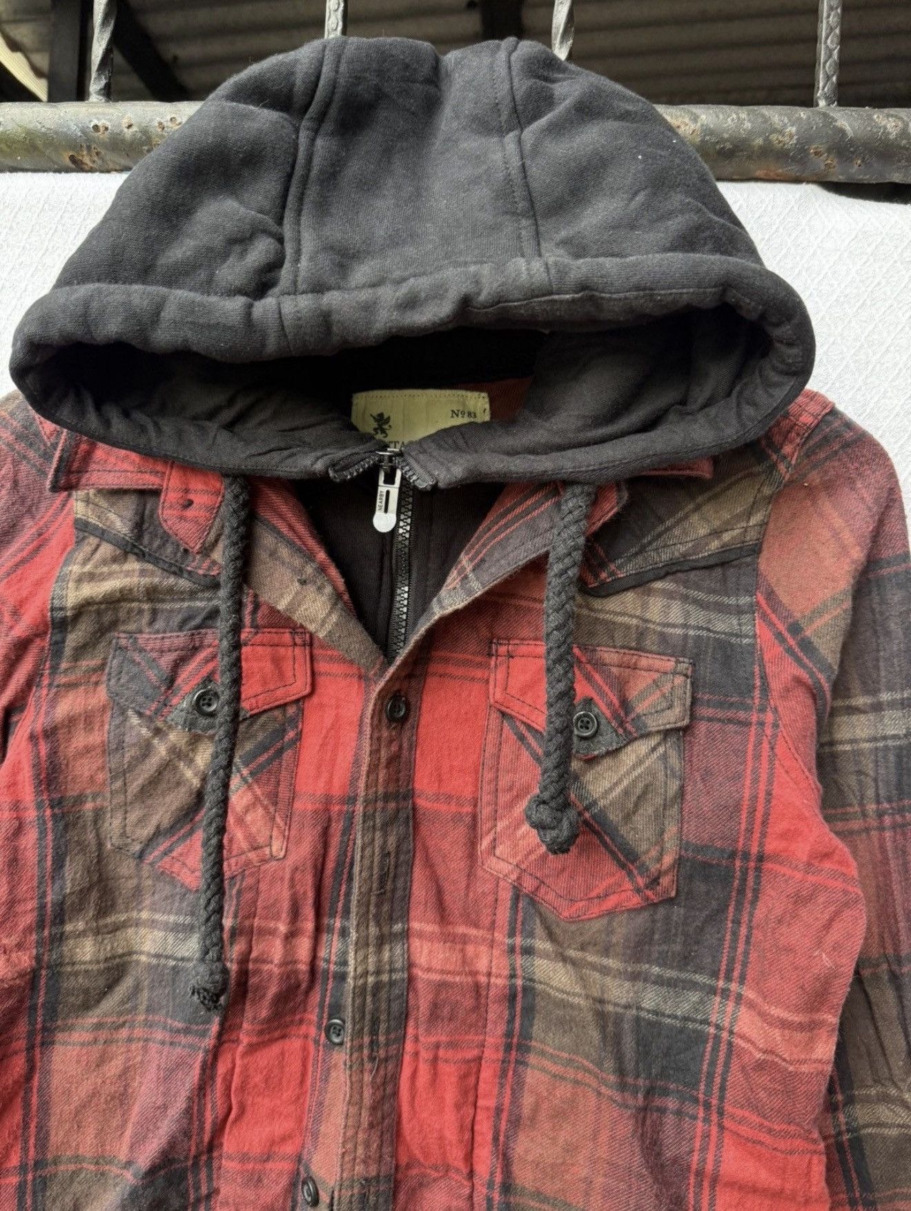 Japanese Brand Vintage 90s Double Layer Plaid Hoodie Size US M / EU 48-50 / 2 - 6 Thumbnail