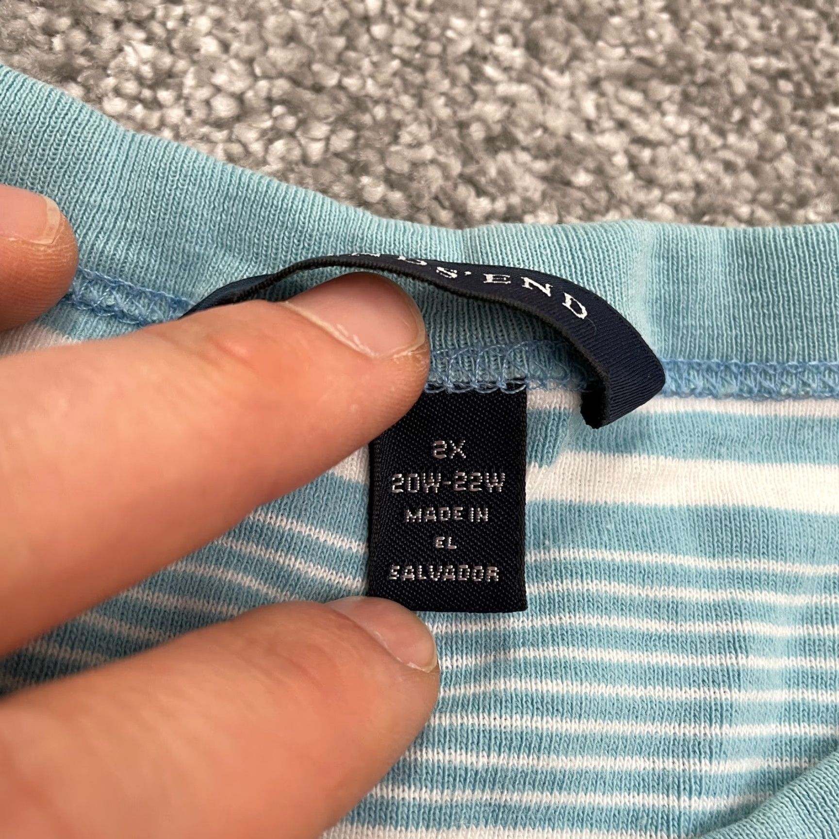 Lands' End Lands' End Women's 2XL Green White Striped Long Sleeve Basic T-Shirt Crew Neck Size XXL / US 16-18 / IT 52-54 - 7 Thumbnail