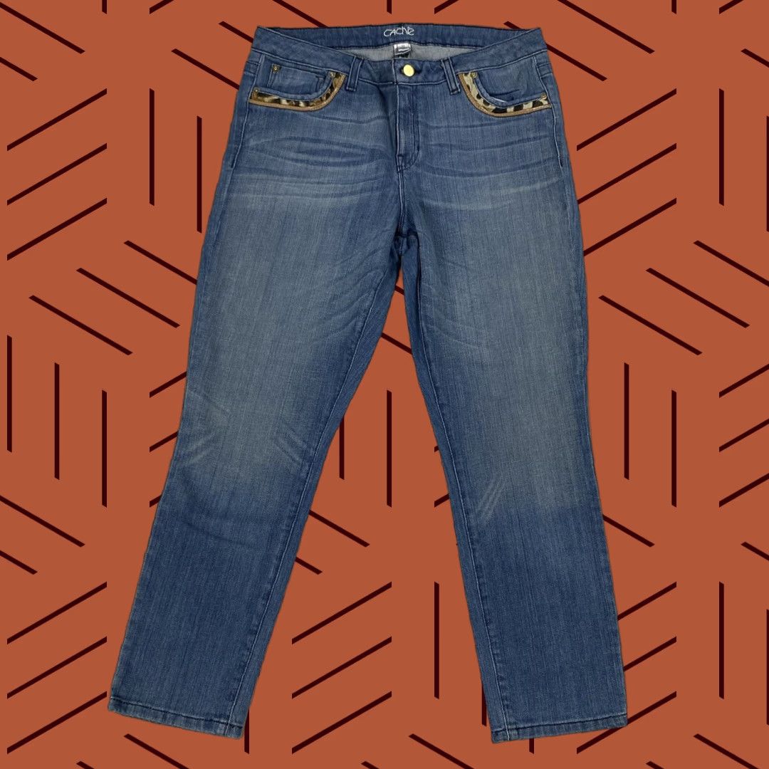 Vintage VINTAGE Cache Cow Print Cropped Jeans Womens Size 10 Blue Western Size 32" / US 10 / IT 46 - 1 Thumbnail