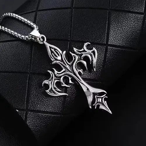 Jewelry Flame Cross Pendant Necklace Size ONE SIZE - 4 Thumbnail