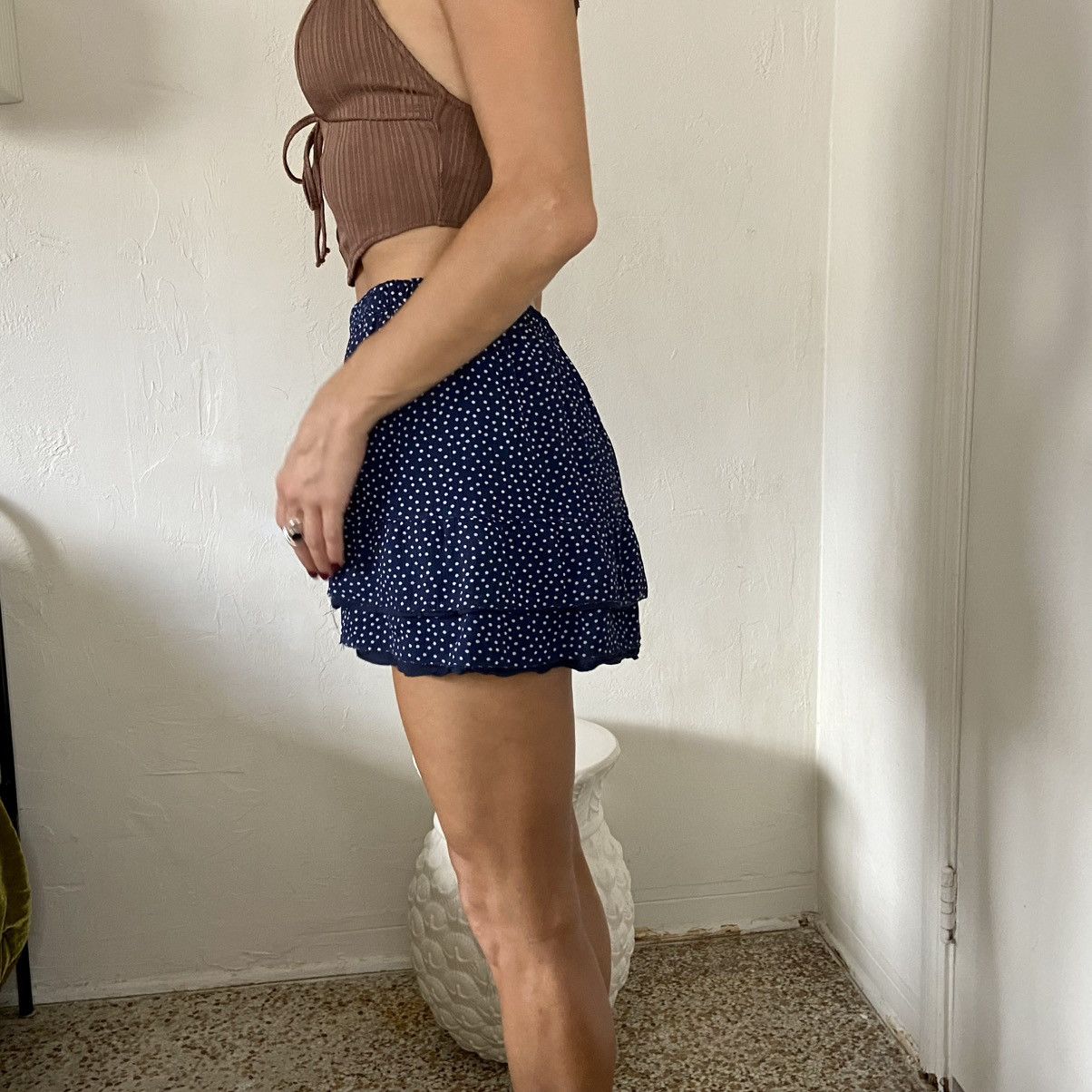 Abercrombie & Fitch Abercrombie & Fitch Navy & White Polka Dot Mini Skirt | Sm Size 27" / US 4 / IT 40 - 2 Thumbnail