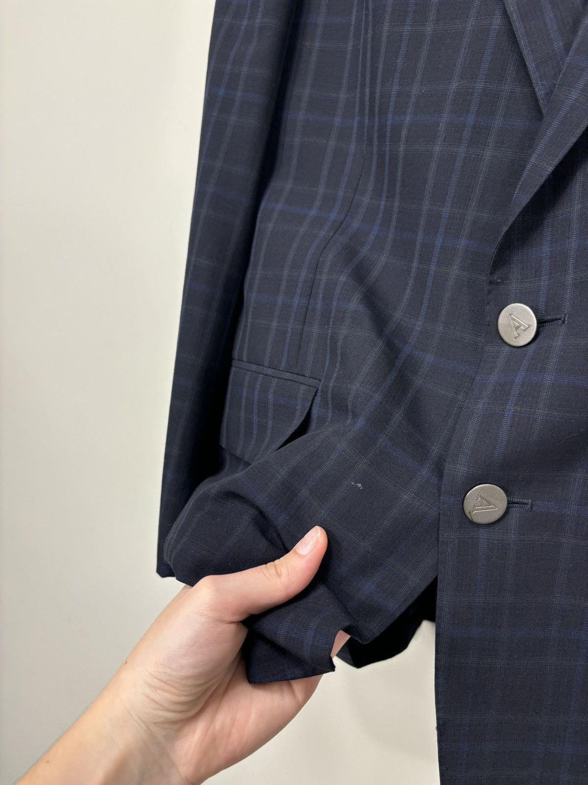 Aquascutum Aquascutum Men’s Windowpane Fine Worsted Wool Blazer Jacket Size 44R - 7 Thumbnail