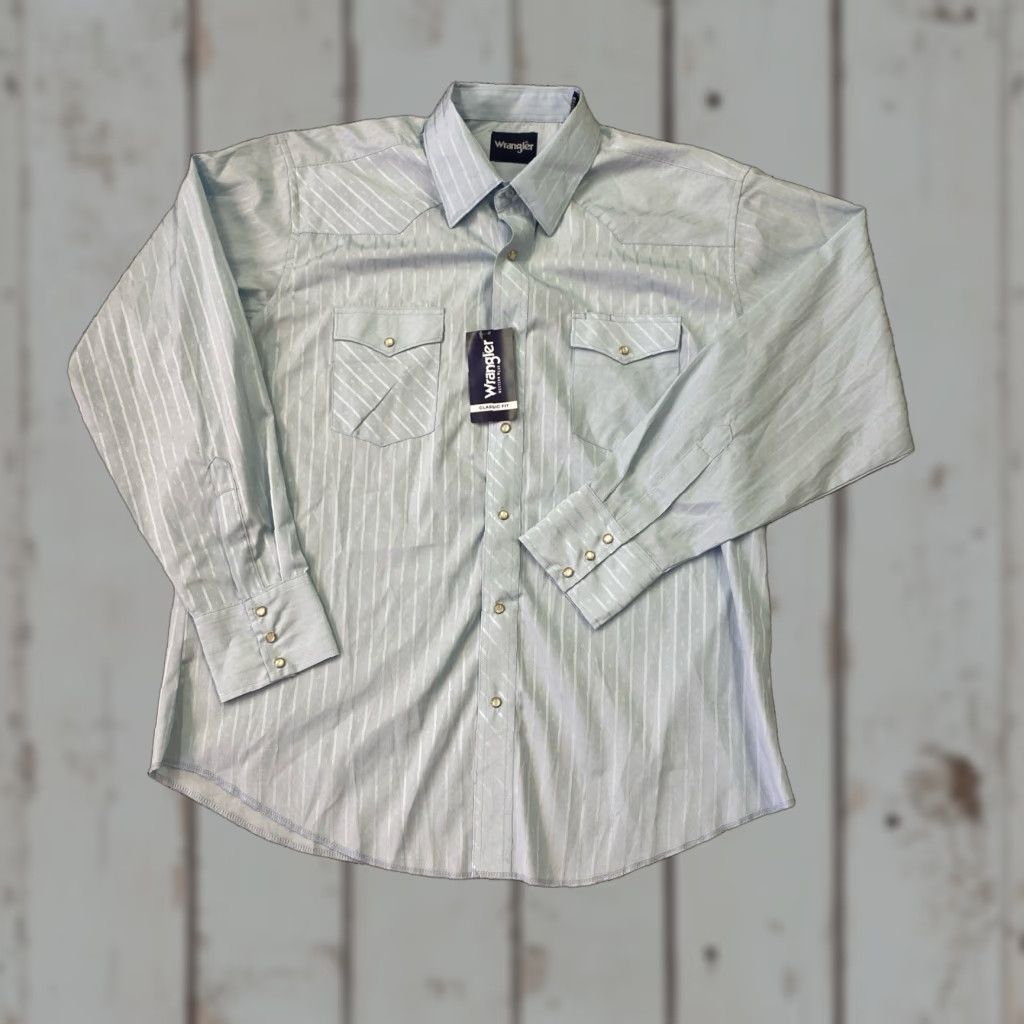 Wrangler VINTAGE Wrangler Western Shirt Mens XL Blue Pearl Snap Long Sleeve NWT Size US XL / EU 56 / 4 - 1 Thumbnail