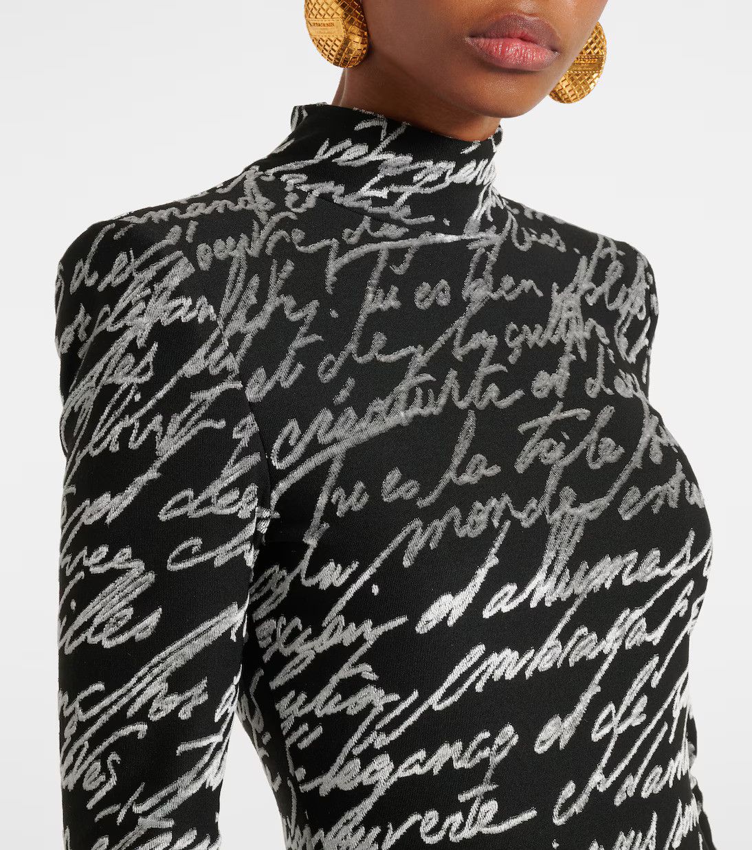 Balmain o1s1wg110526 Love Letter Jacquard Gown in Black Size S / US 4 / IT 40 - 4 Thumbnail