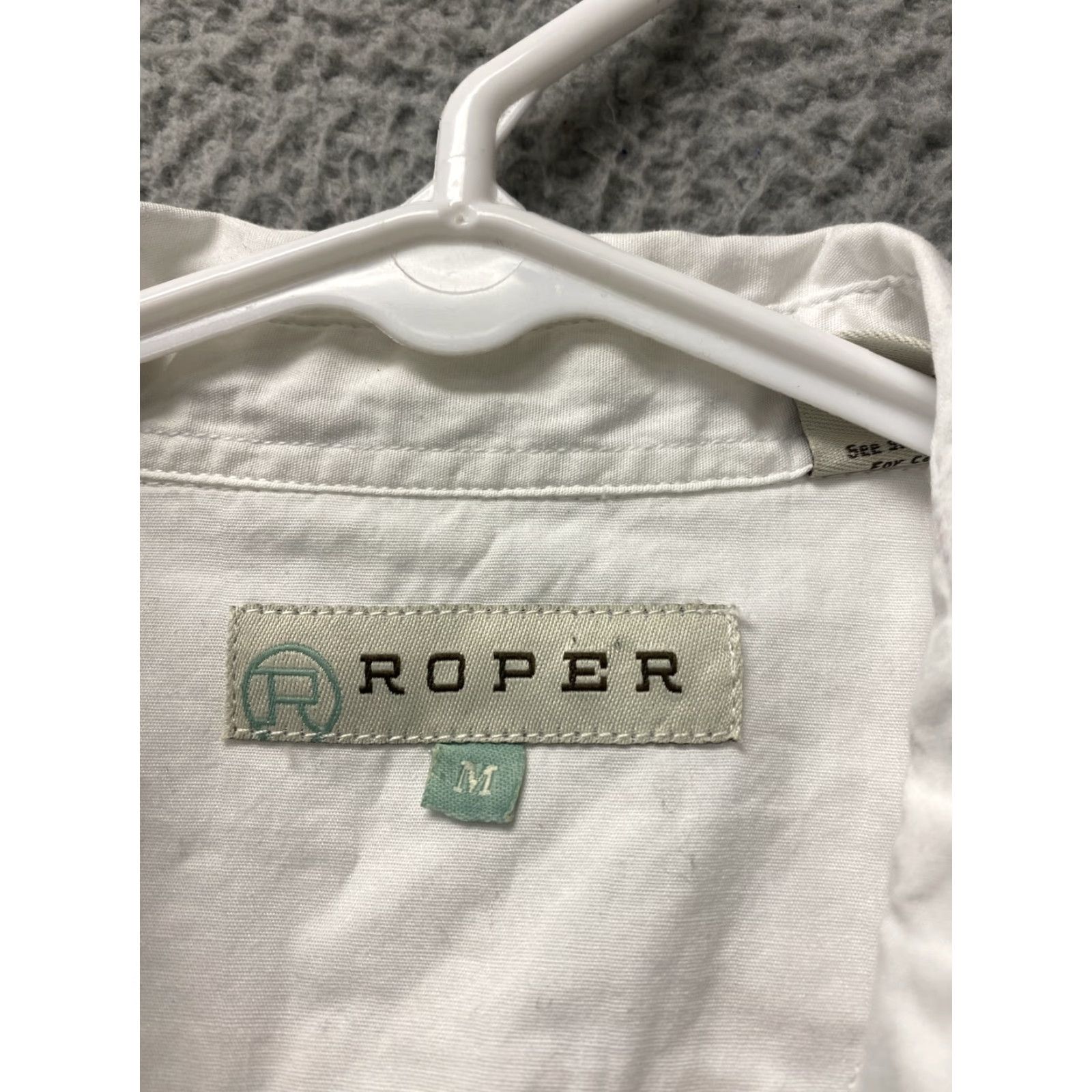 Roper VINTAGE Roper Men's Dress Shirt Button Up White 100% Cotton Long Sleeve Business Workwear Medical Nurse Size 40R - 3 Thumbnail