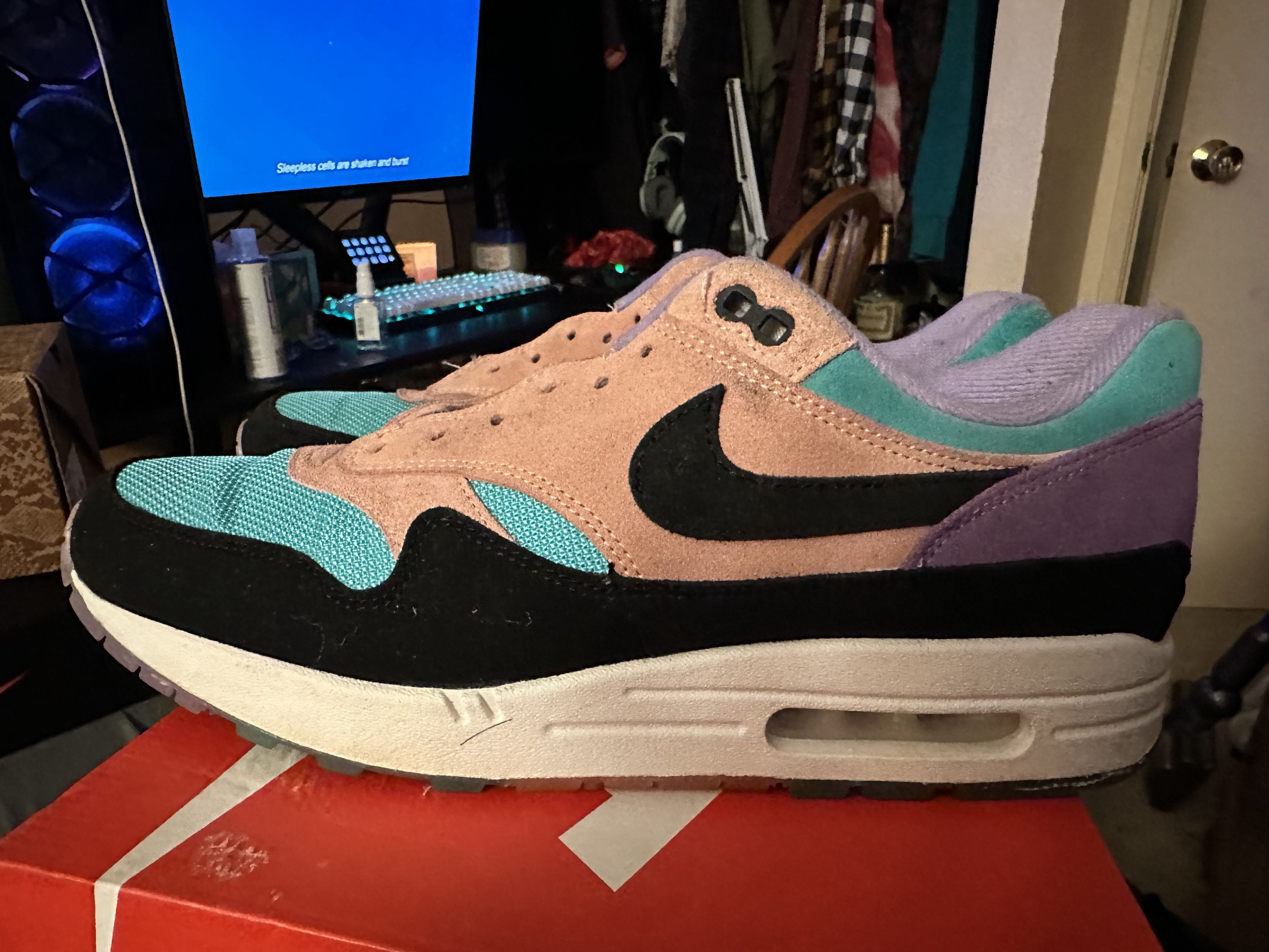 image of Nike Air Max 1 Have A Nike Day Suede Shoes, Men's (Size 11.5)