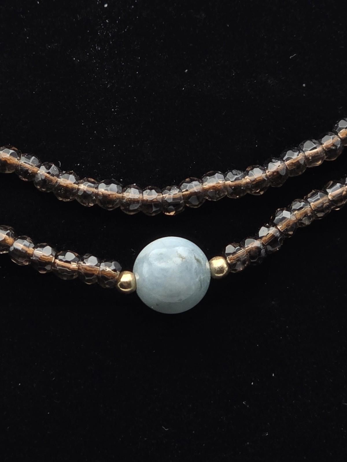 The Unbranded Brand Smoky Quartz Aquamarine Necklace 14k Gold Clasp & Spacers Size ONE SIZE - 3 Thumbnail