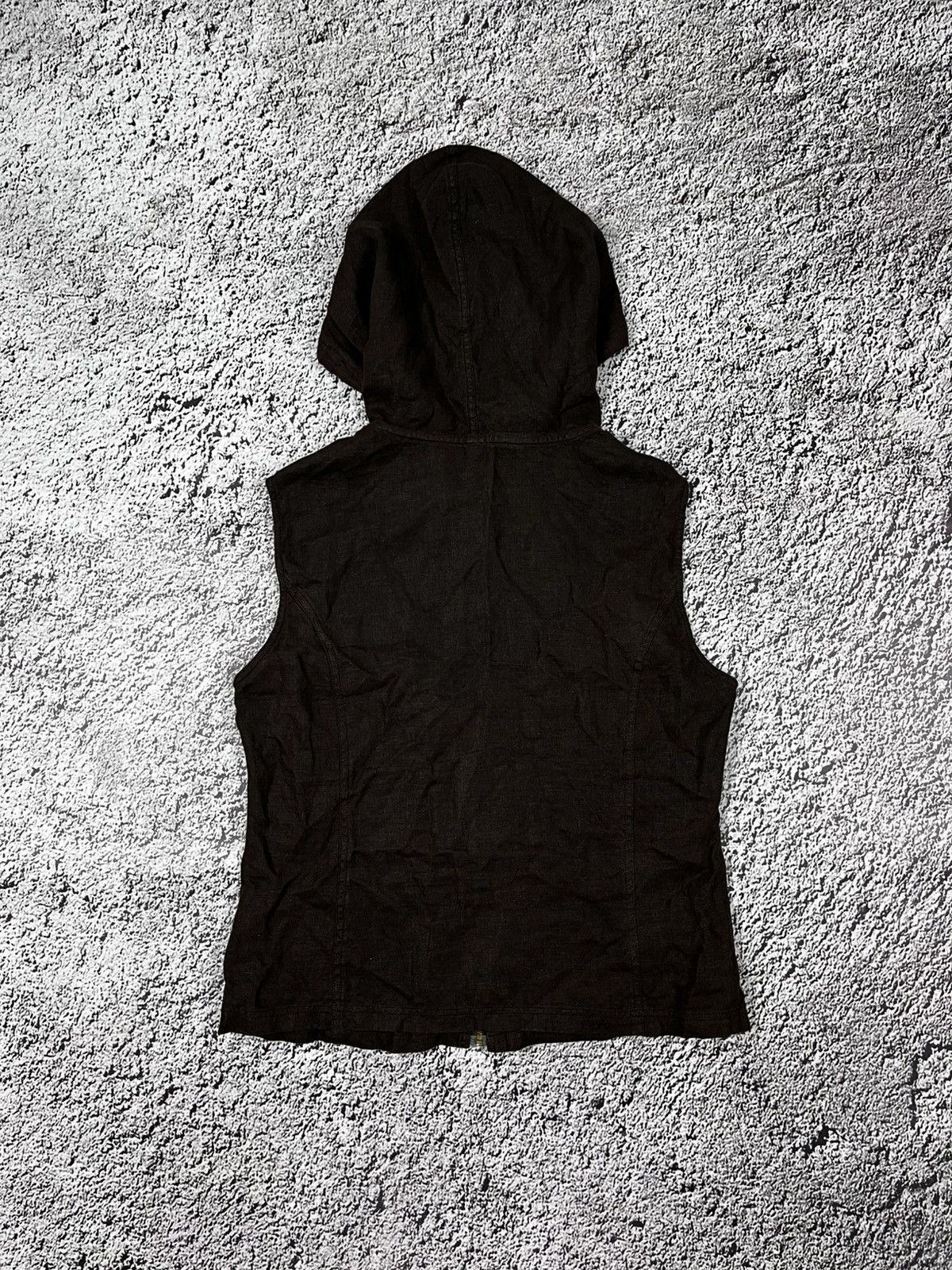 Vintage Vintage Y2K Linen hooded zip up vest Yohji style avantgarde Size L / US 10 / IT 46 - 7 Thumbnail
