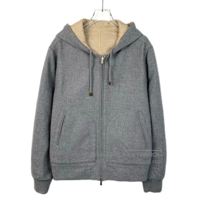 Brunello Cucinelli Brunello Cucinelli Gray Wool Hooded Jacket. Size US XS / EU 42 / 0 - 1 Thumbnail