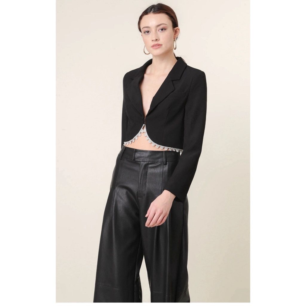 Designer NWT Line & Dot Vaughn Cropped Blazer XS $157 Size XS / US 0-2 / IT 36-38 - 3 Thumbnail