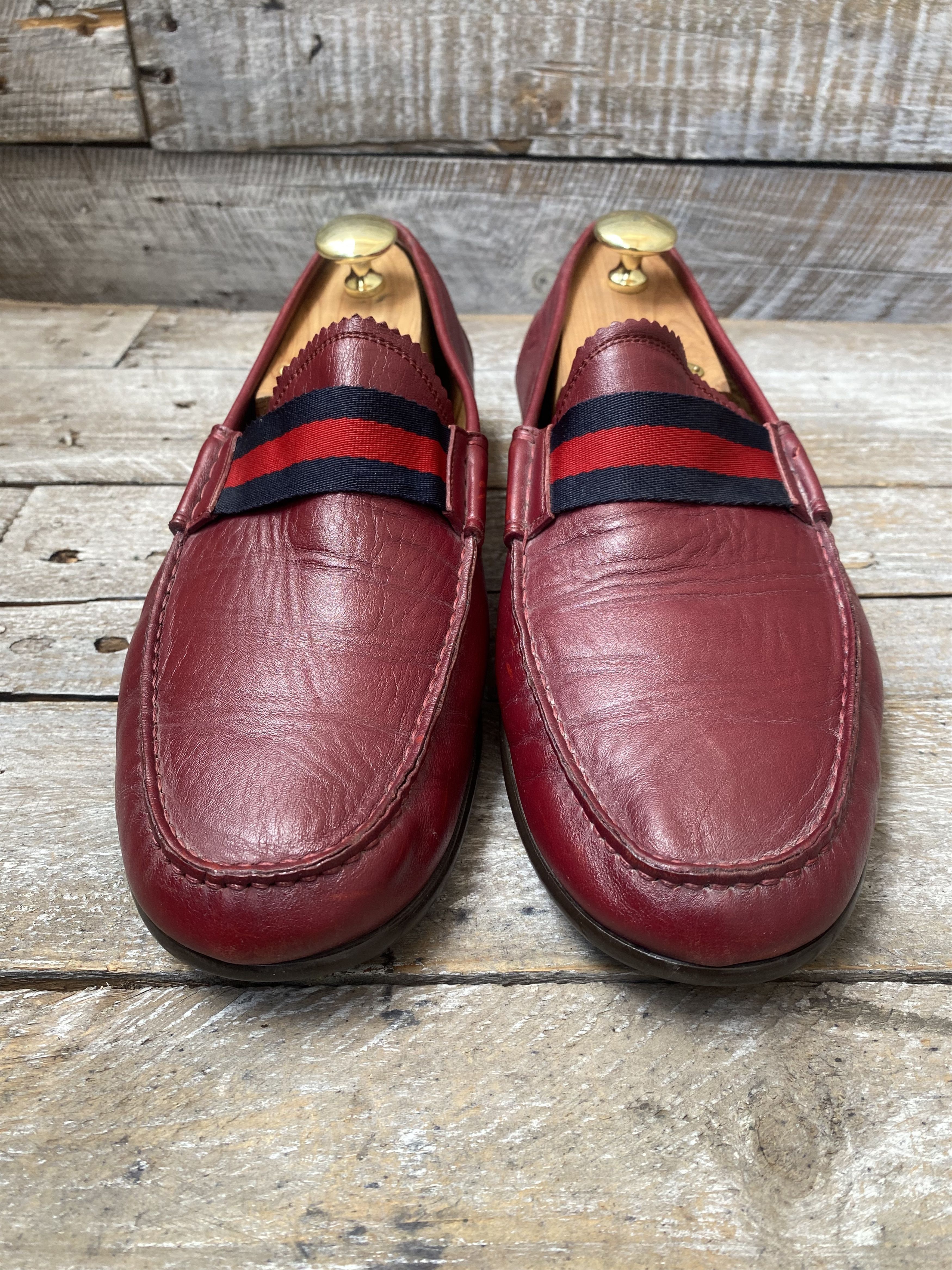Gucci Gucci penny loafer burgundy 3 stripe leather shoes sz 10 Size US 11 / EU 44 - 3 Thumbnail