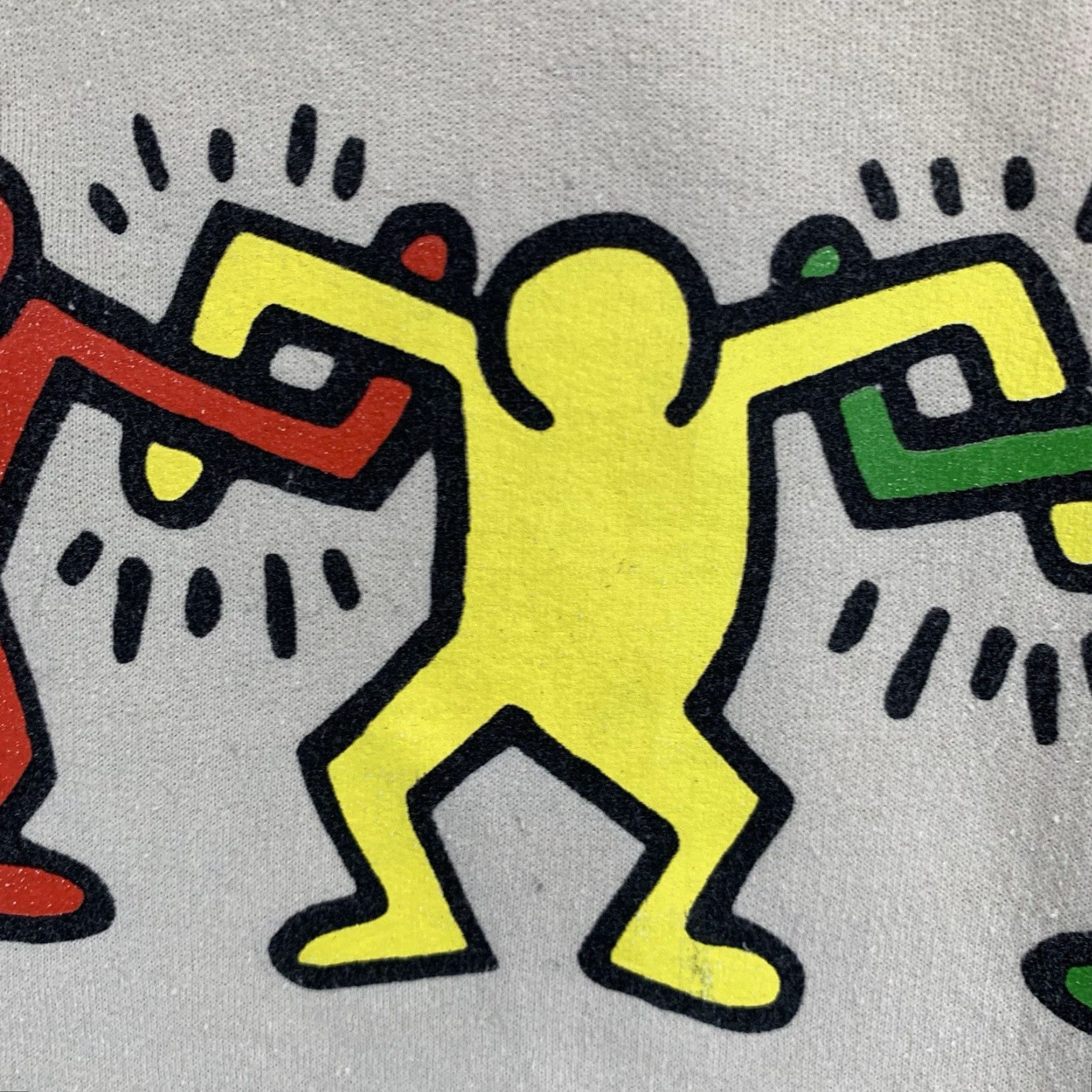 Vintage VINTAGE Keith Haring Hoodie Unisex Adults Medium Beige Art Sweatshirt 80s 90s Graphic Print Pullover Size US M / EU 48-50 / 2 - 7 Thumbnail