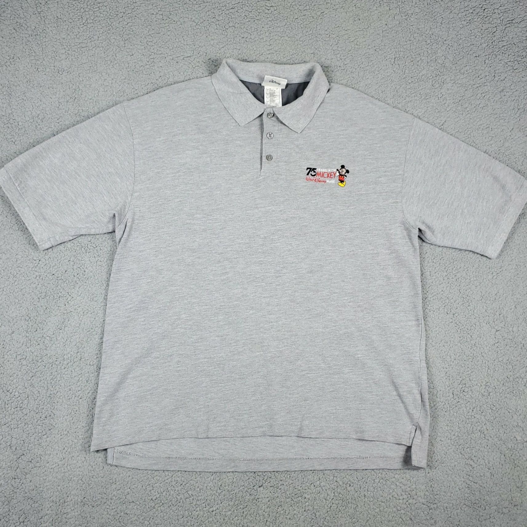 Disney Disney World 75 Years Mickey Mouse Gray Mens Polo Shirt Short Sleeve Size Large Size US L / EU 52-54 / 3 - 3 Thumbnail