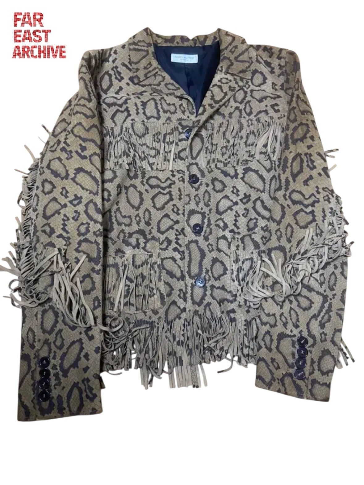 Saint Laurent Paris Saint Laurent Leather Fringe Leopard Printed Safari Jacket Size US S / EU 44-46 / 1 - 1 Thumbnail