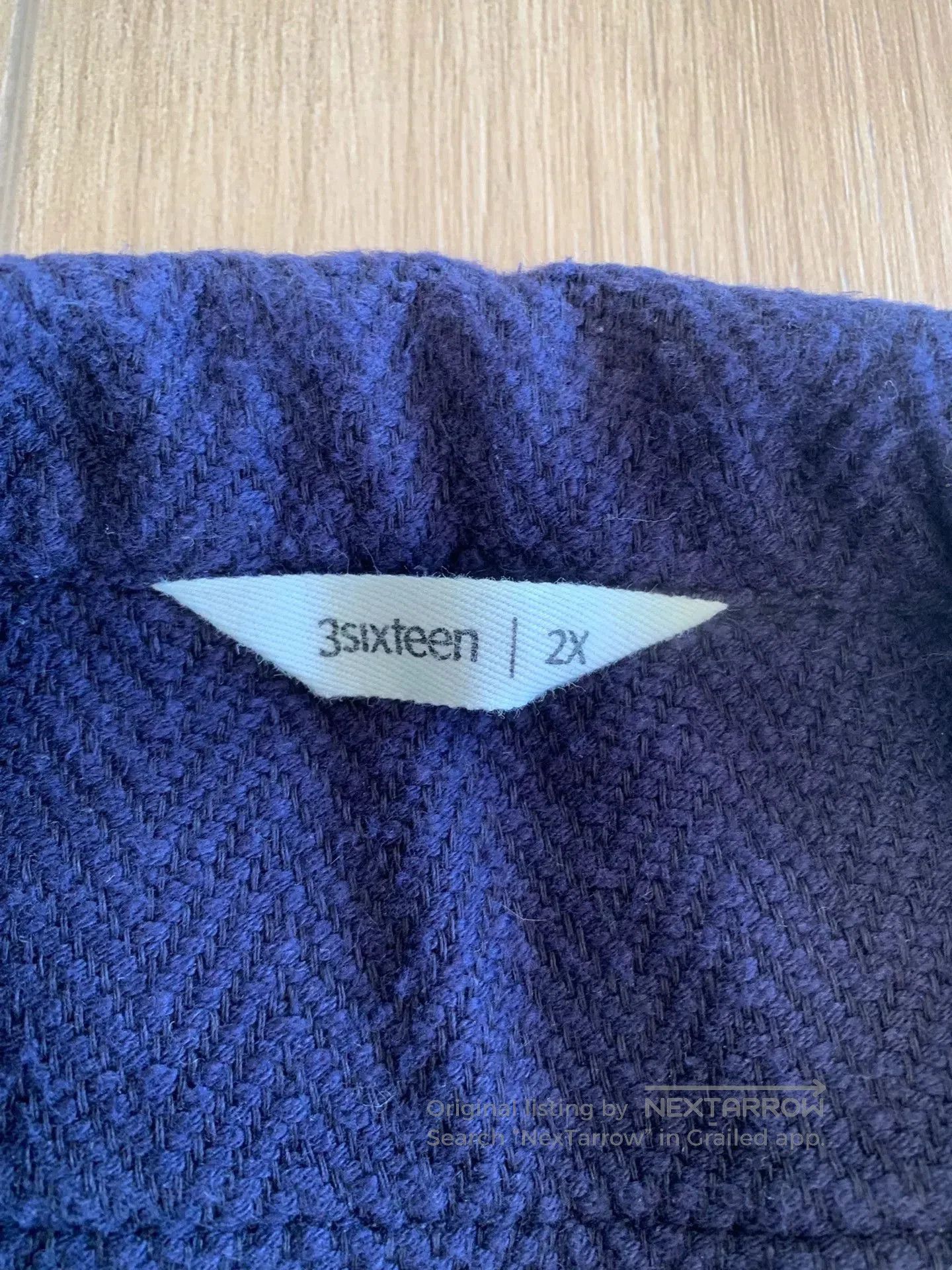 3sixteen men's handmade blue dye casual shirt. Size US XXL / EU 58 / 5 - 2 Thumbnail