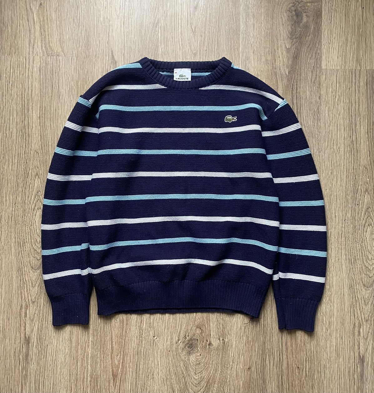Lacoste × Vintage Vintage Chemise Lacoste Y2K striped white/blue sweater Size US M / EU 48-50 / 2 - 1 Thumbnail