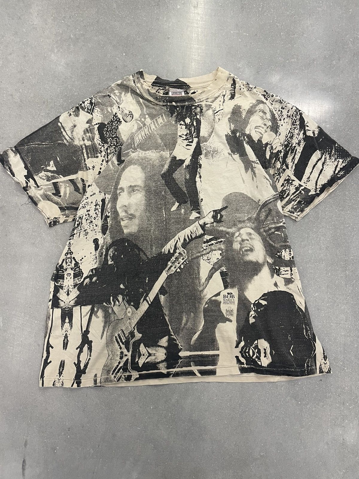 Image of Vintage 90's Bob Marley Aop in White, Men's (Size 2XL)