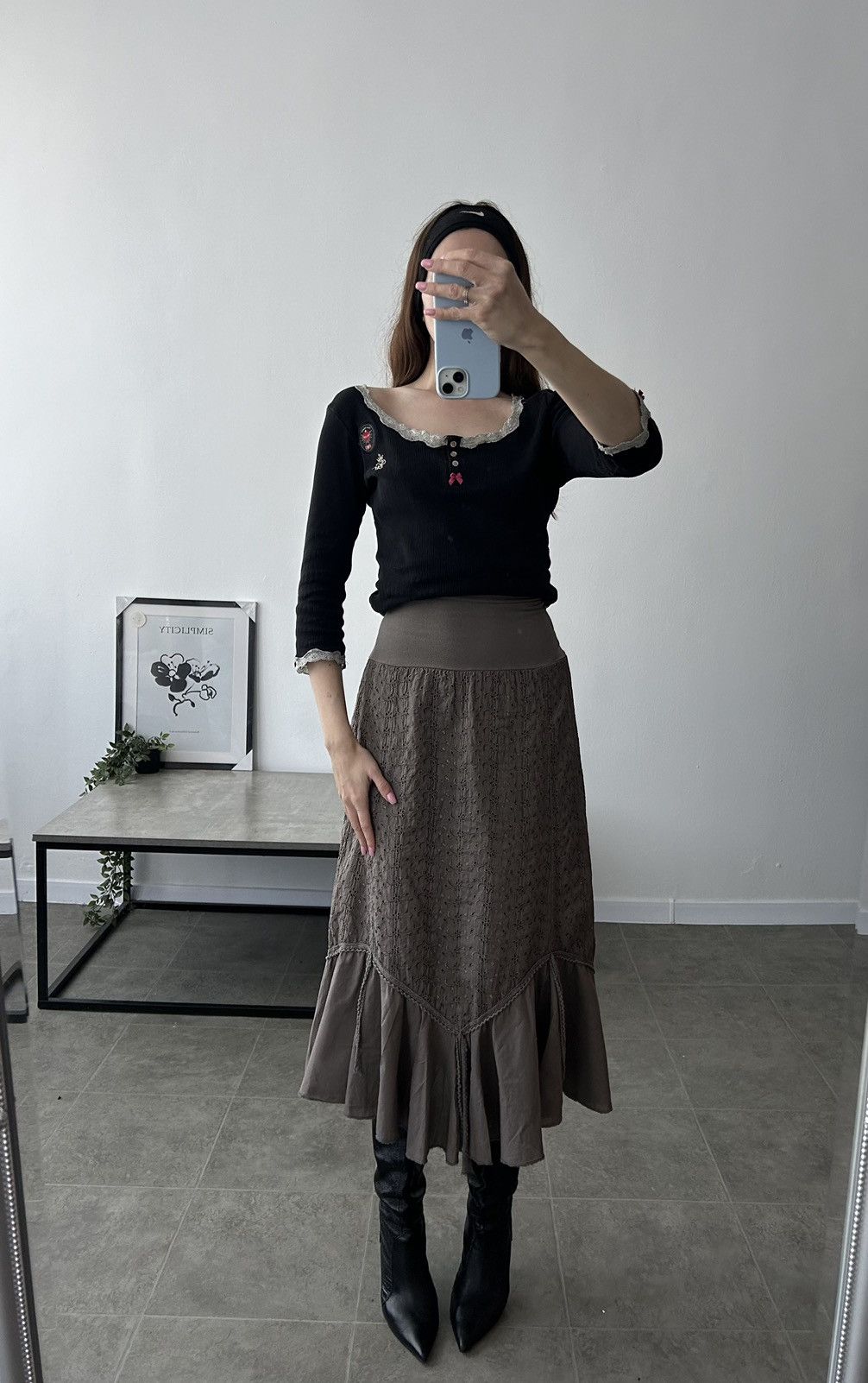 Vintage Vintage Italian Ruffle Midi Skirt Y2K Archival Size 36" / US 14 / IT 50 - 2 Thumbnail
