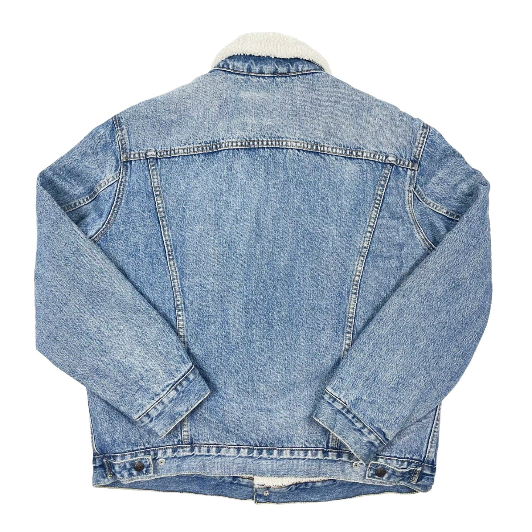Levi's Levi's Premium Trucker Jacket Light Blue Denim Sherpa Lined Men's Large Size US 33 - 4 Thumbnail